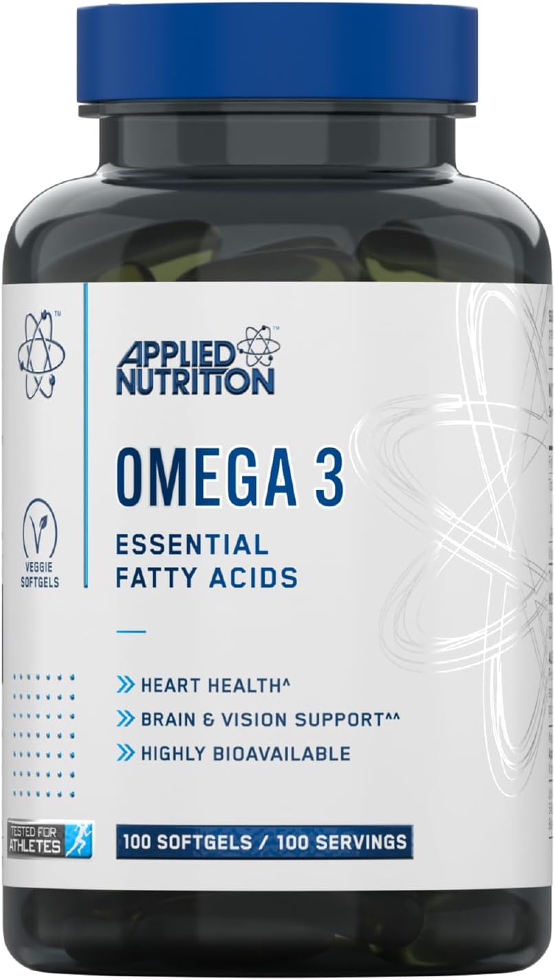 کپسول روغن ماهی امگا ۳، Applied Nutrition، 1000 میلی‌گرم، EPA 180 میلی‌گرم و DHA 120 میلی‌گرم