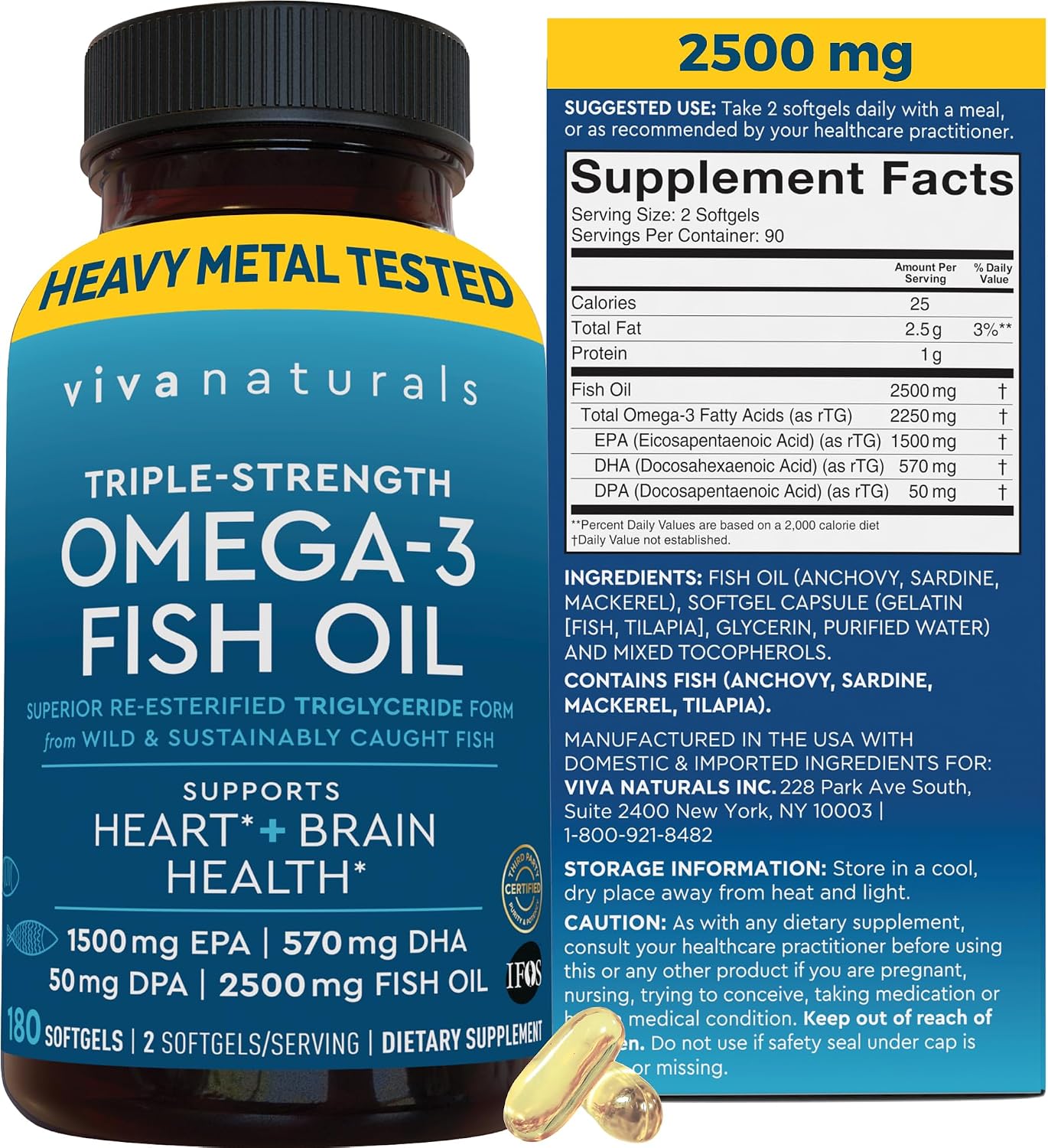 کپسول روغن ماهی امگا ۳، Viva Naturals