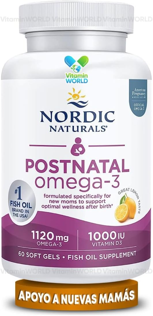 مکمل امگا ۳ پس از زایمان، Nordic Naturals، مدل Postnatal Omega-3، 60 سافت‌ژل، طعم لیمو