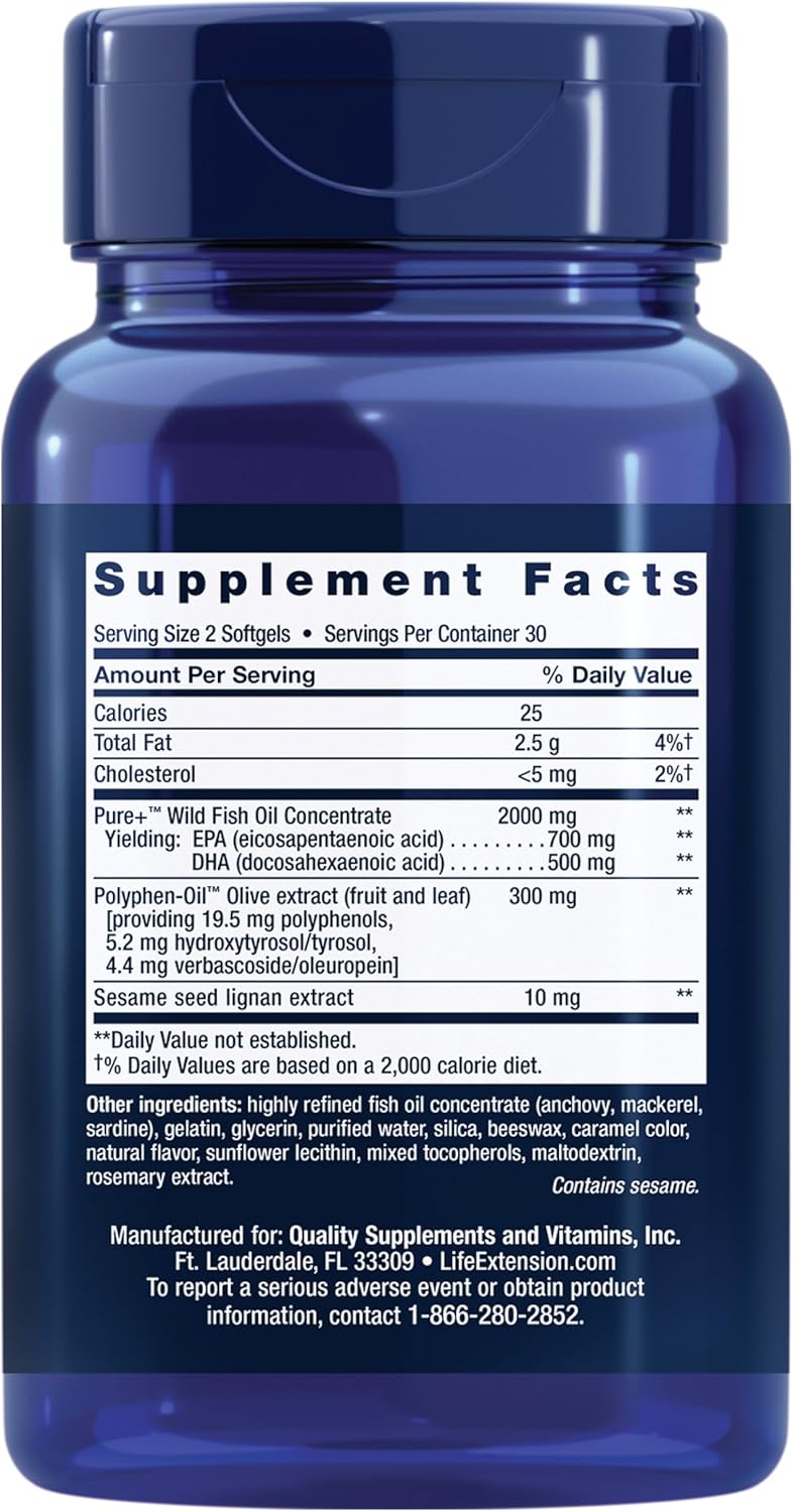 کپسول روغن ماهی امگا ۳، Life Extension، 60 سافت‌ژل