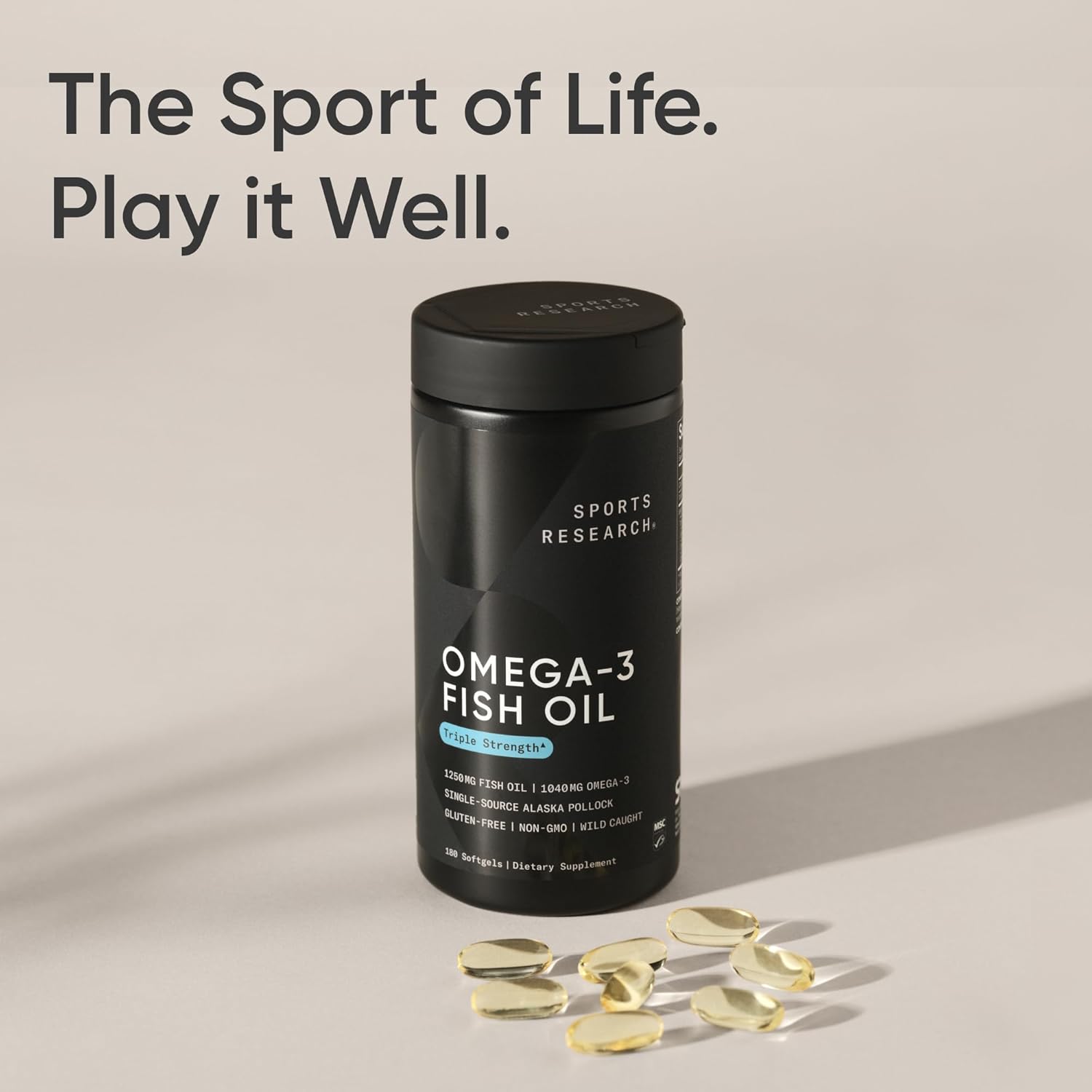 کپسول روغن ماهی امگا ۳، Sports Research، 180 سافت‌ژل
