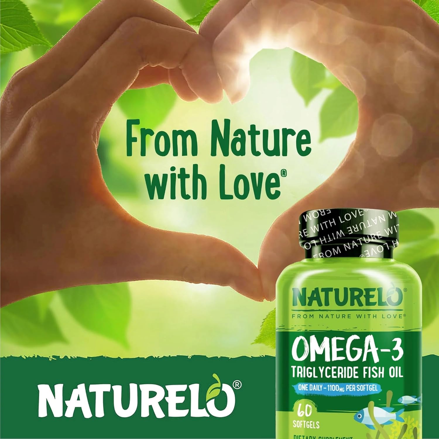 کپسول روغن ماهی امگا ۳، NATURELO، 60 سافت‌ژل، طعم لیمو