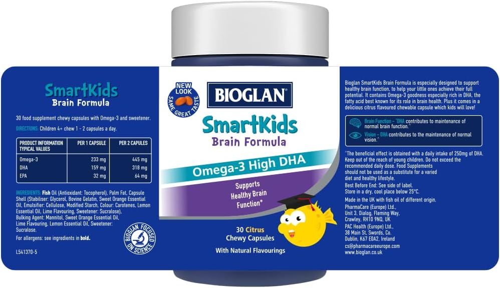 کپسول جویدنی امگا ۳ کودکان، Bioglan، 30 عدد جویدنی، طعم مرکبات