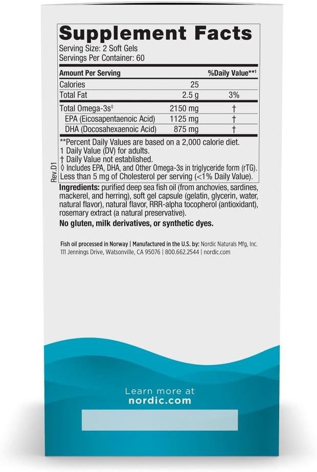 کپسول روغن ماهی امگا ۳، Nordic Naturals، مدل Ultimate Omega 2X، 120 سافت‌ژل
