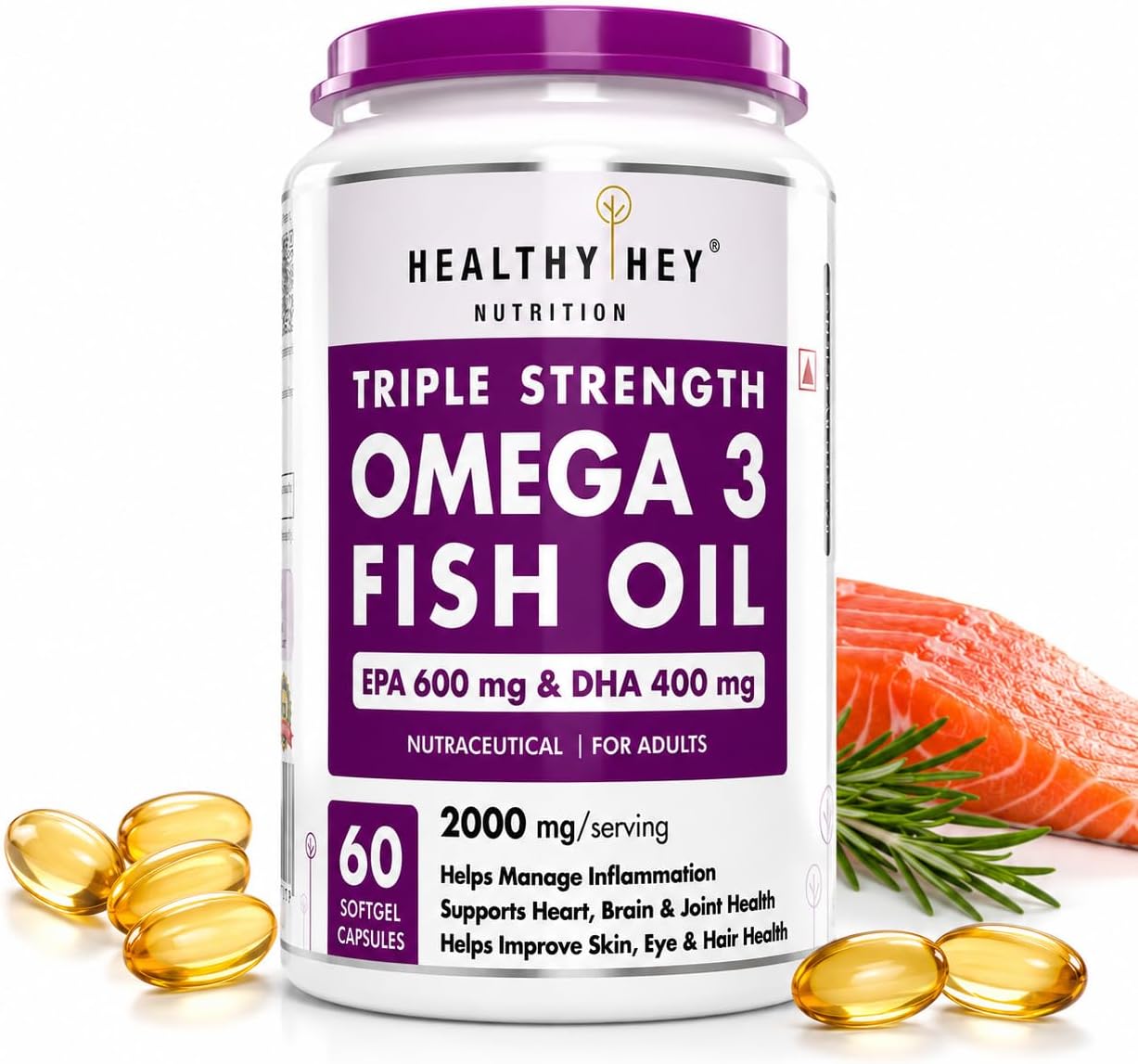 کپسول روغن ماهی امگا ۳، HealthyHey، 60 سافت‌ژل