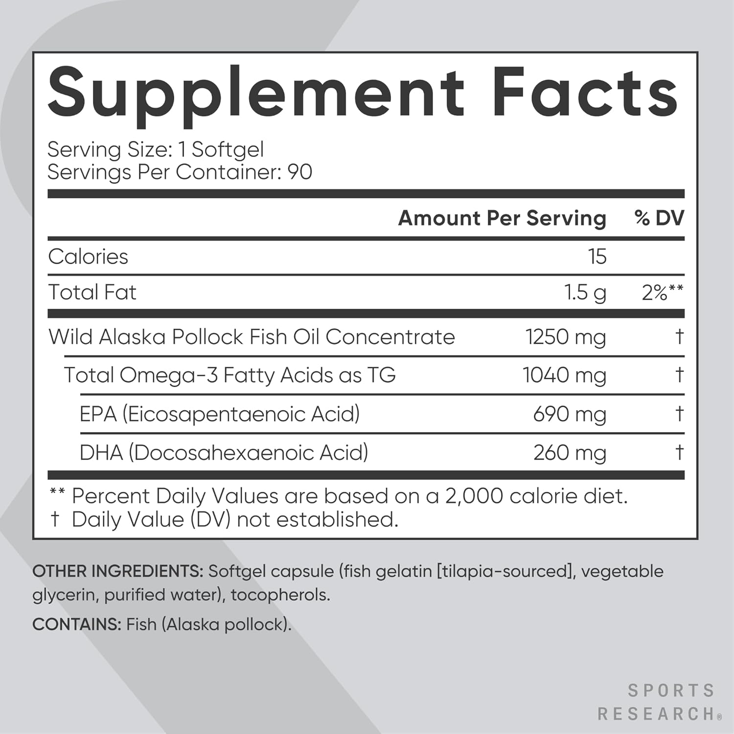 کپسول روغن ماهی امگا ۳، Sports Research، 90 سافت‌ژل