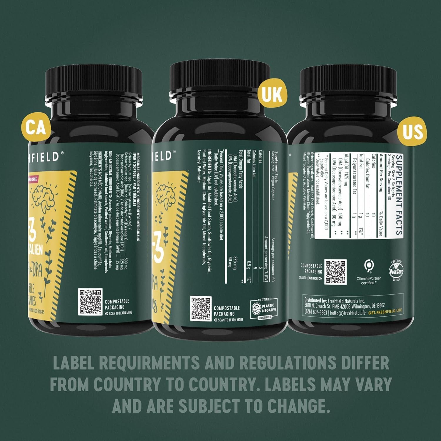مکمل وگان امگا ۳ روغن جلبک، Freshfield Naturals