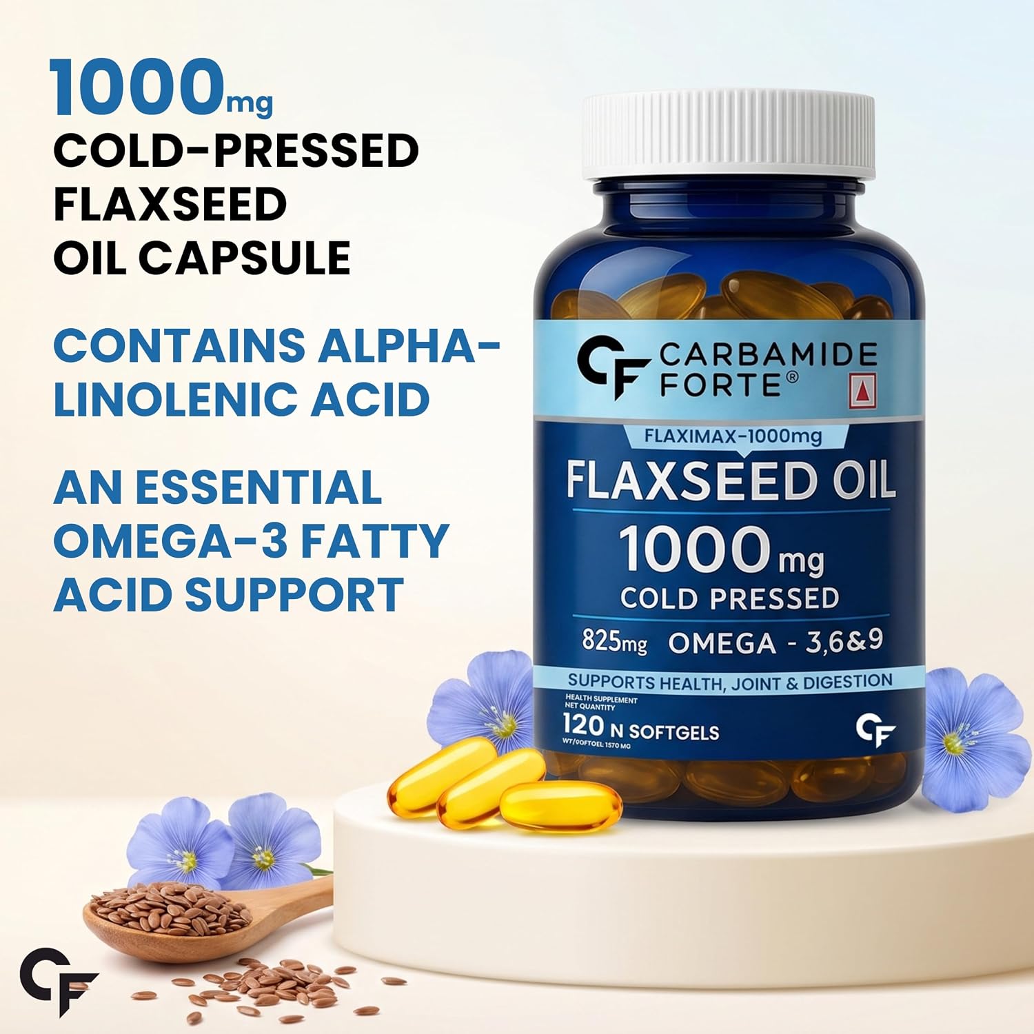 مکمل گیاهی امگا ۳-۶-۹، Carbamide Forte، 120 کپسول