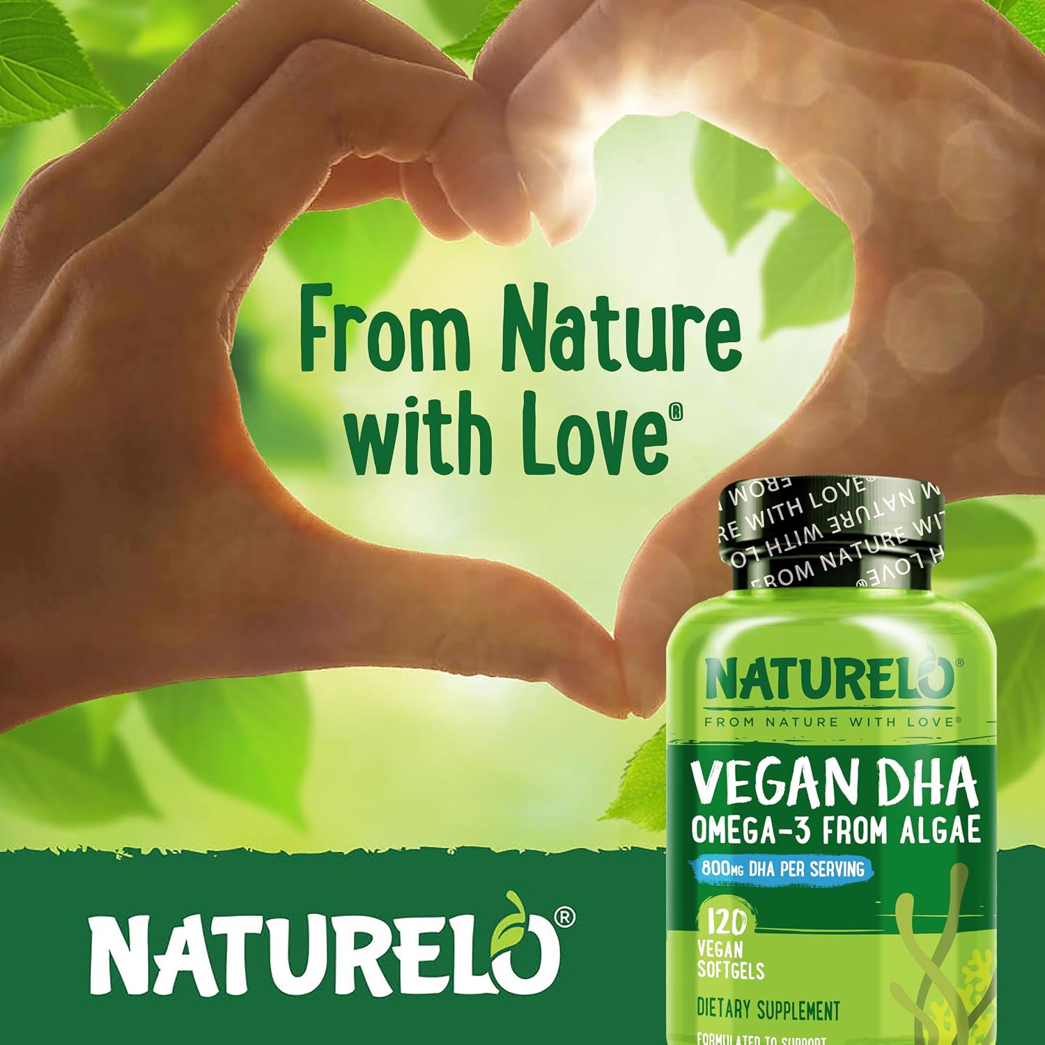 مکمل امگا ۳ و DHA دوران بارداری، NATURELO، مدل Vegan DHA، 120 سافت‌ژل