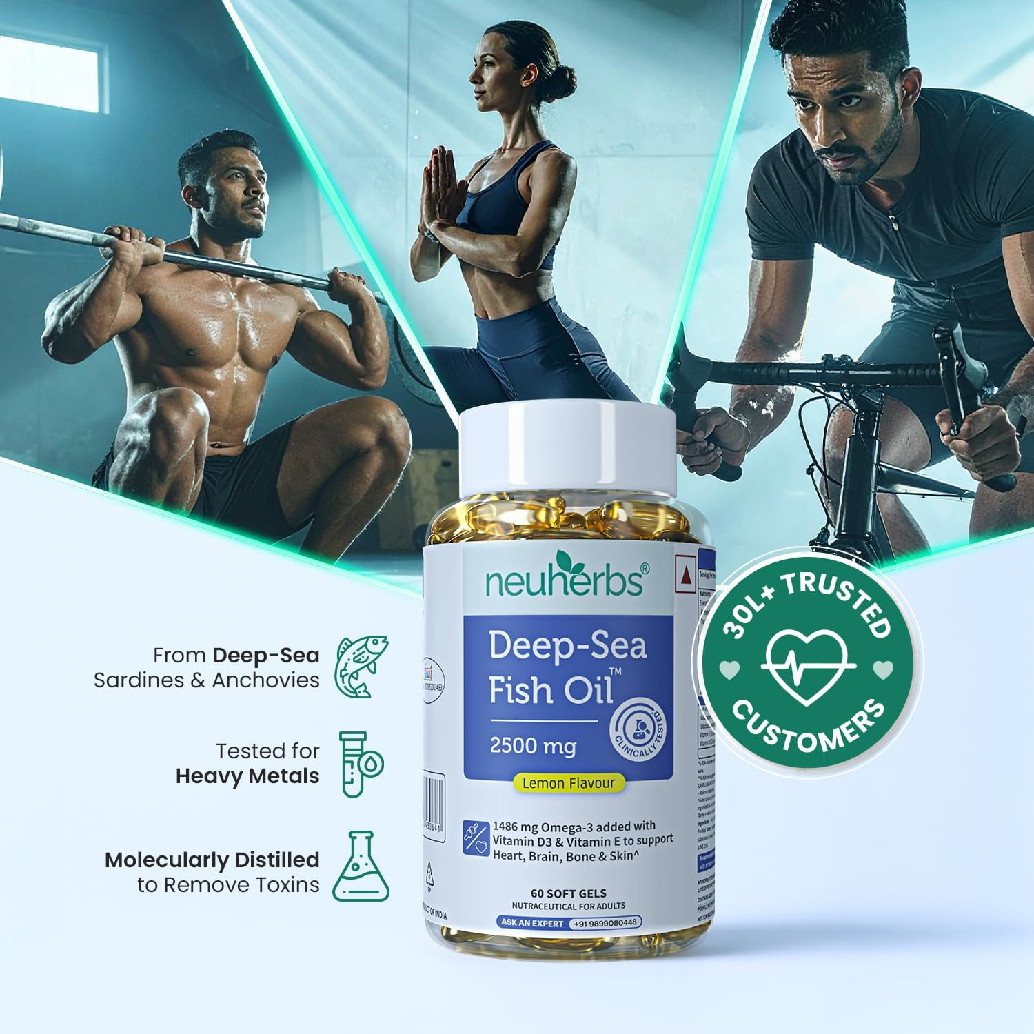 کپسول روغن ماهی امگا ۳، Neuherbs، 60 سافت‌ژل