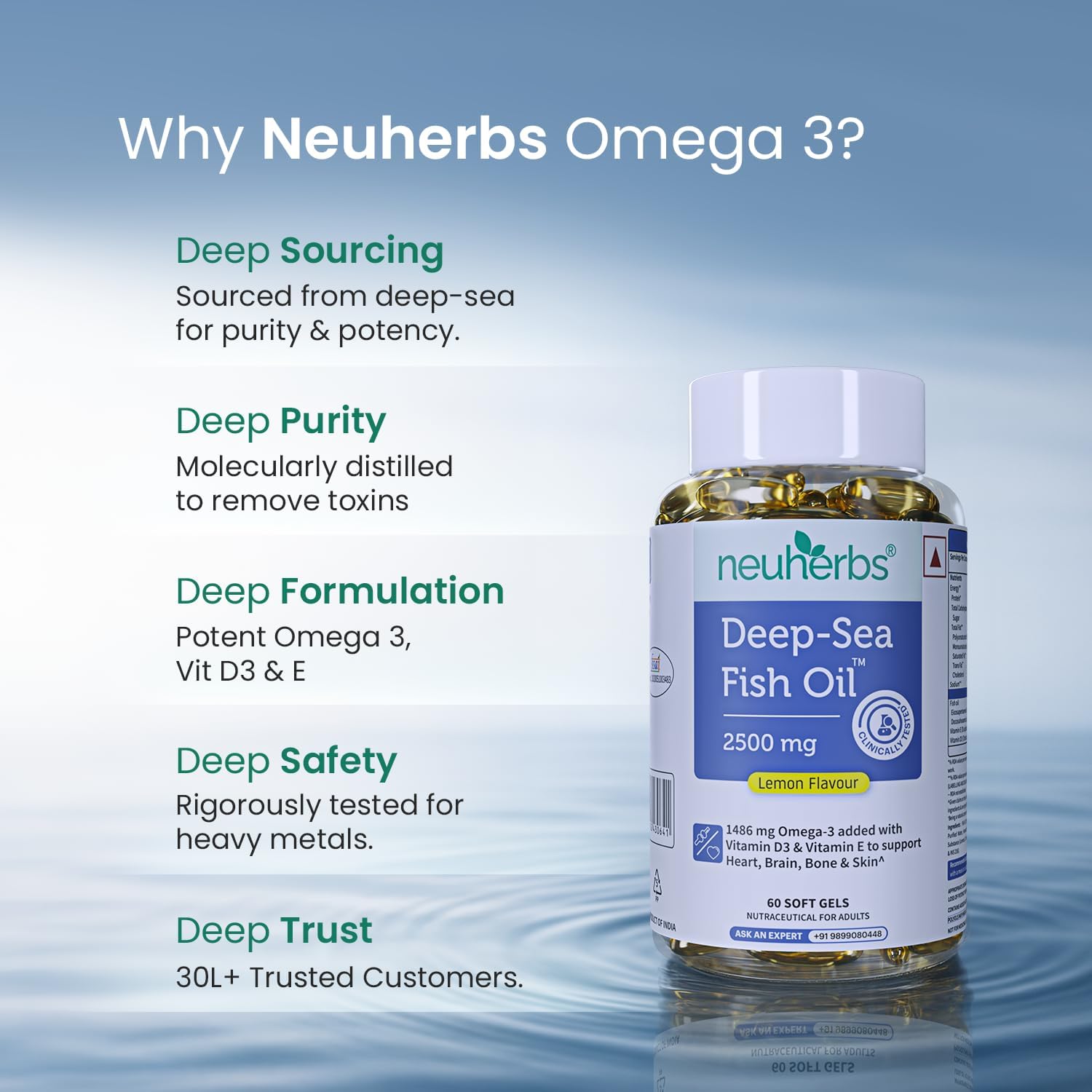 کپسول روغن ماهی امگا ۳، Neuherbs، 60 سافت‌ژل