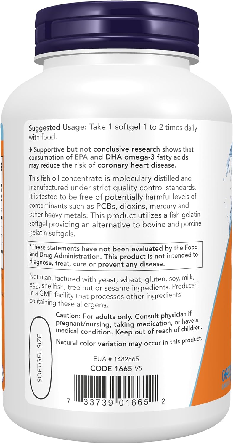 کپسول روغن ماهی امگا ۳، NOW Foods، مدل Ultra Omega-3، EPA 500 میلی‌گرم و DHA 250 میلی‌گرم