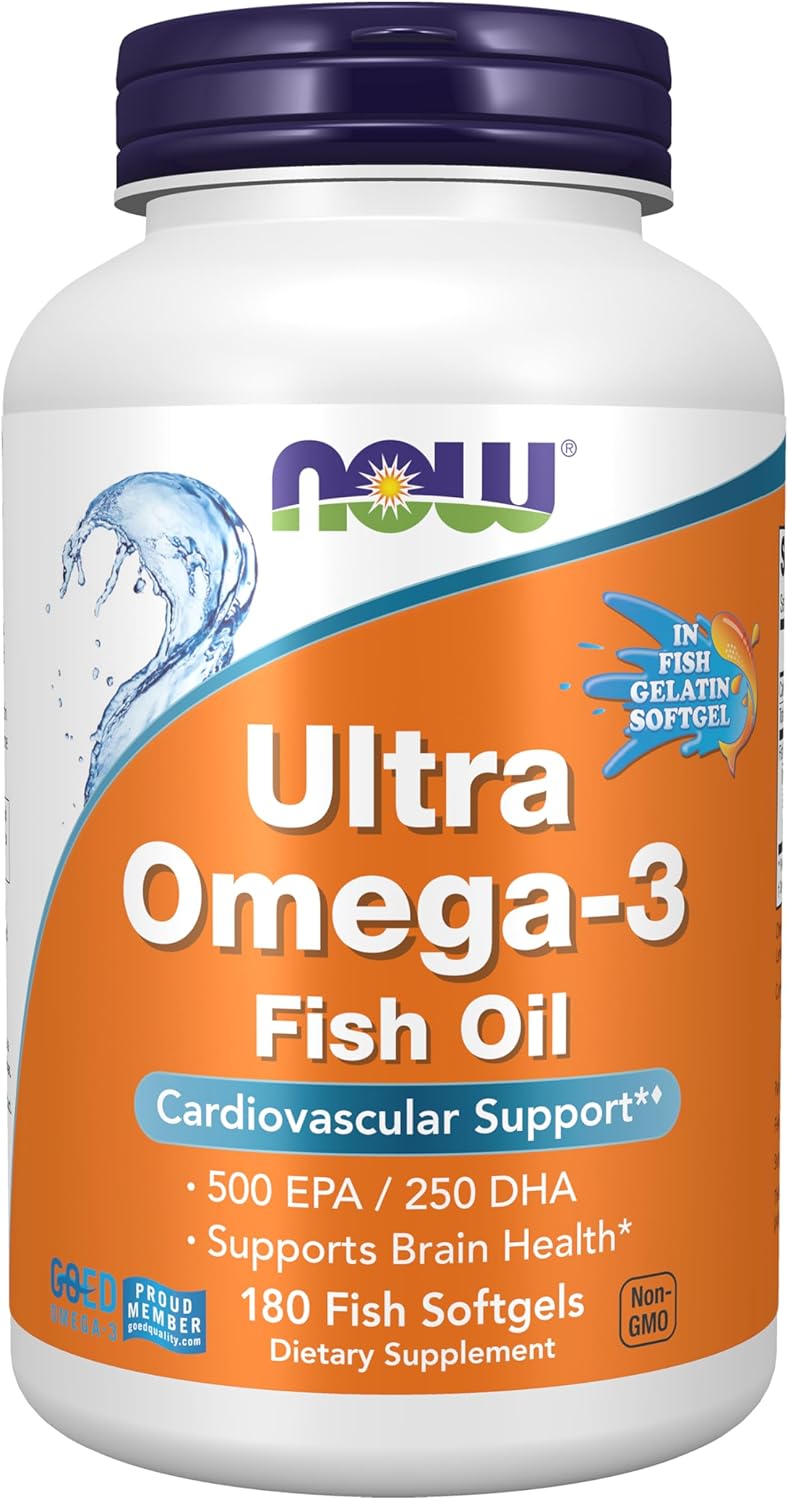 کپسول روغن ماهی امگا ۳، NOW Foods، مدل Ultra Omega-3، EPA 500 میلی‌گرم و DHA 250 میلی‌گرم