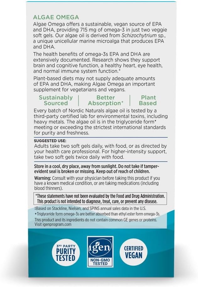 مکمل وگان امگا ۳ روغن جلبک، Nordic Naturals، 90 عدد