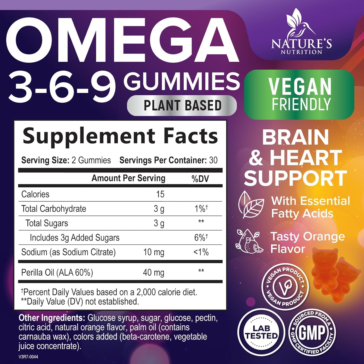مکمل گیاهی امگا ۳-۶-۹، Nature's Nutrition، 60 پاستیل