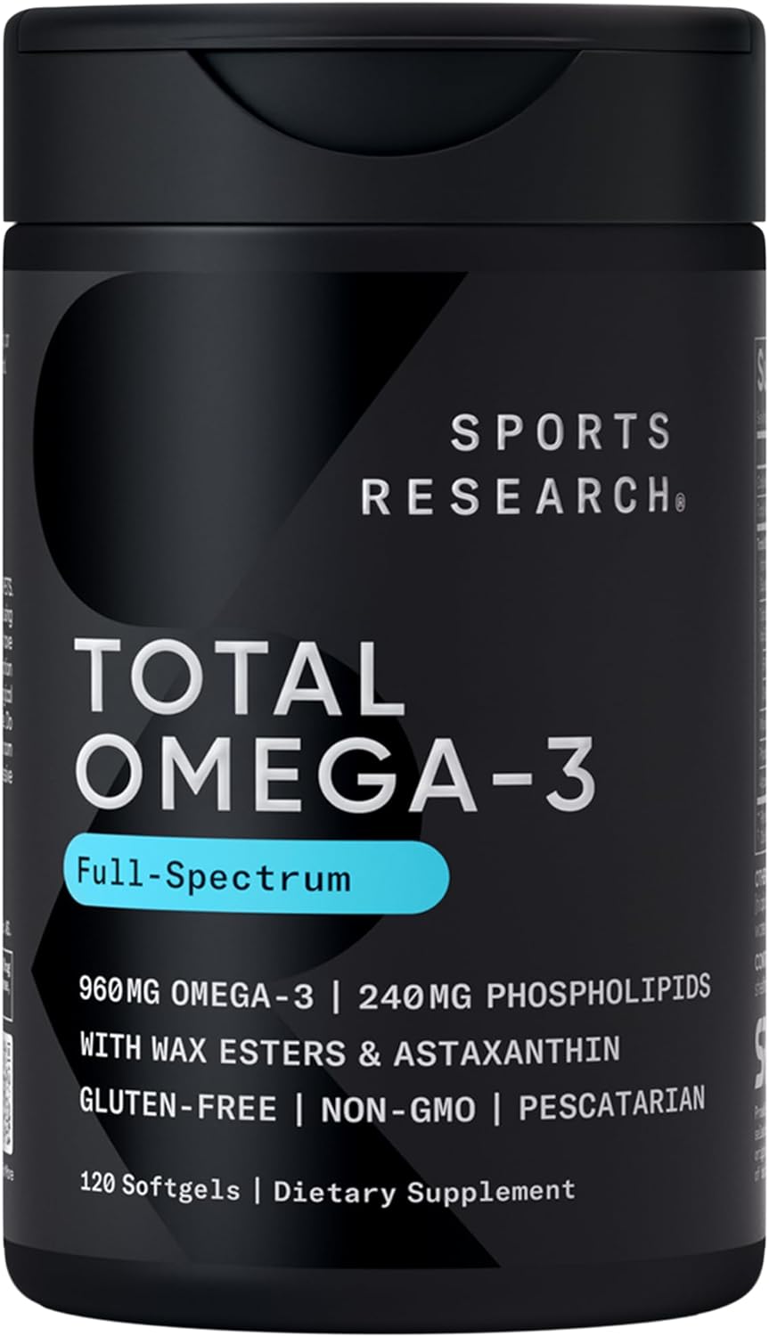 کپسول روغن کریل امگا ۳، Sports Research، مدل Total Omega، 120 سافت‌ژل