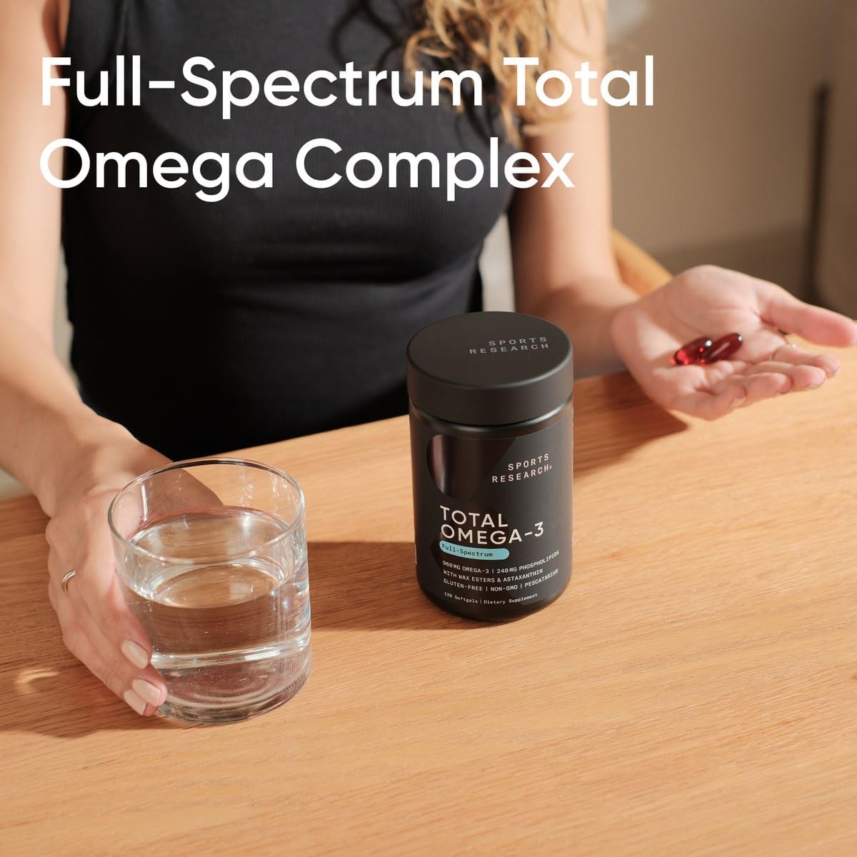 کپسول روغن کریل امگا ۳، Sports Research، مدل Total Omega، 120 سافت‌ژل