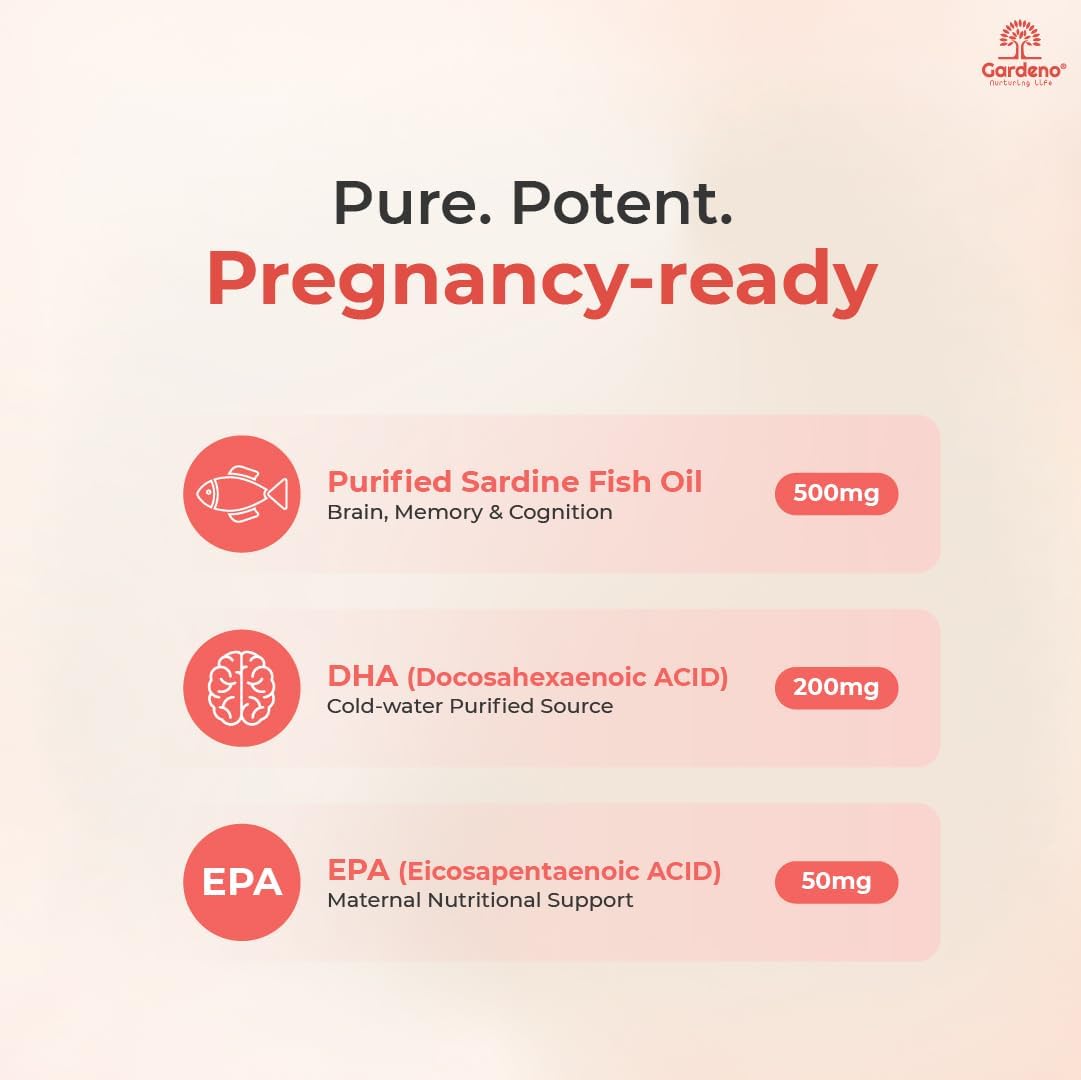 مکمل امگا ۳ و DHA دوران بارداری، Gardeno Nurturing Life، 90 سافت‌ژل