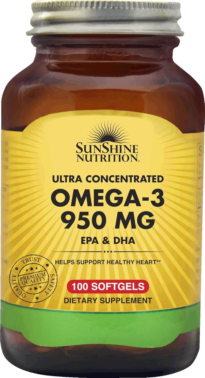 کپسول روغن ماهی امگا ۳، Sunshine Nutrition، 950 میلی‌گرم، 100 سافت‌ژل