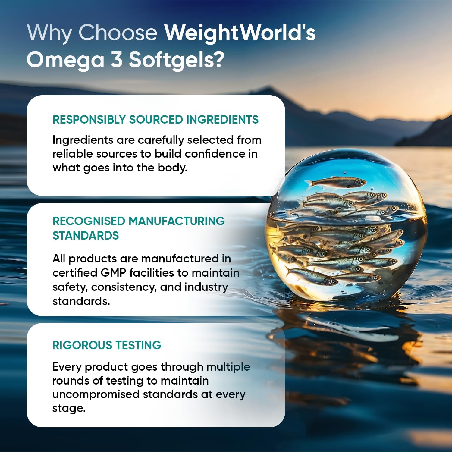 کپسول روغن ماهی امگا ۳، WeightWorld، 2000 میلی‌گرم، EPA 660 میلی‌گرم و DHA 440 میلی‌گرم، 240 سافت‌ژل