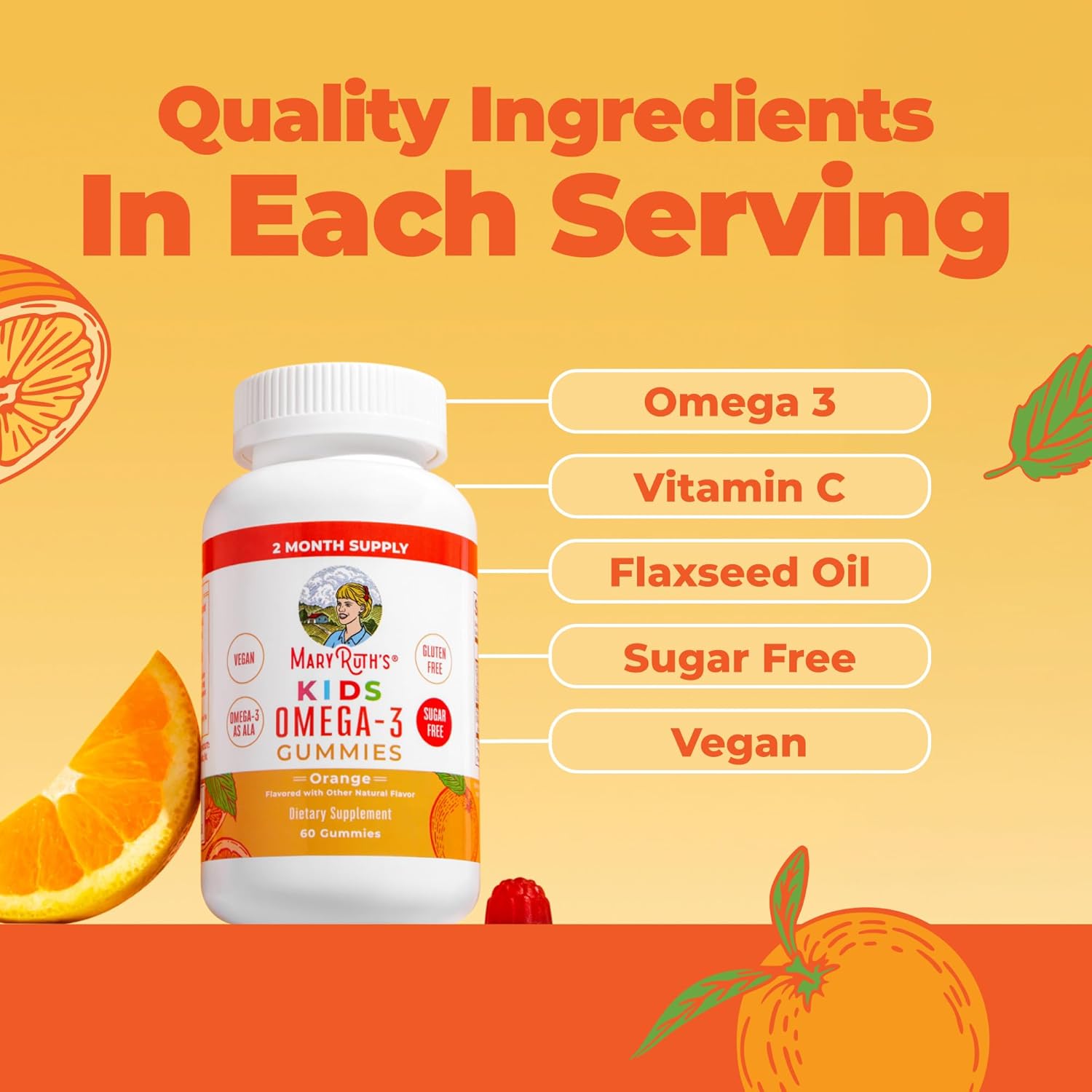 پاستیل امگا ۳ کودکان، MaryRuth Organics، 3 پاستیل