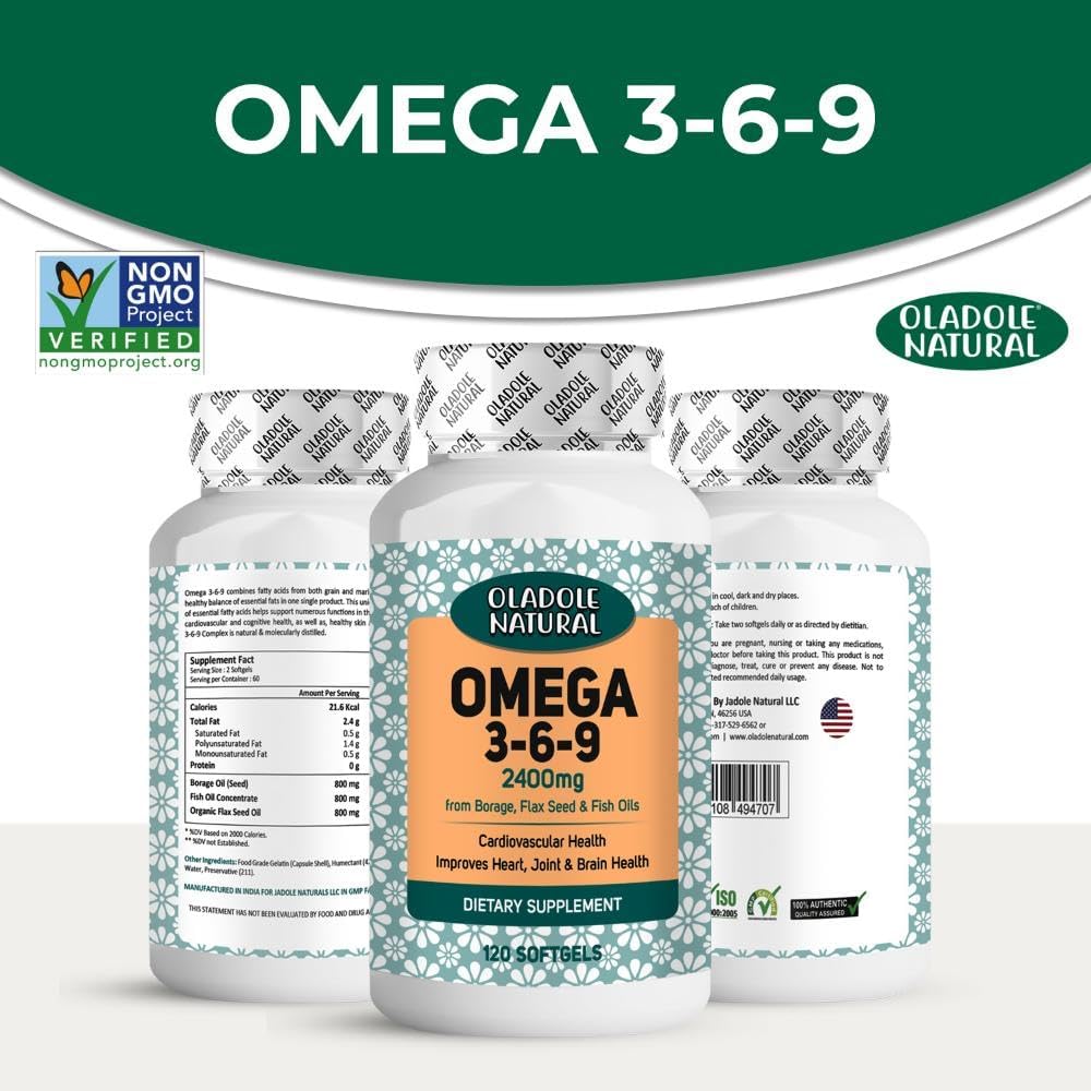 مکمل امگا ۳-۶-۹، Oladole Natural، 120 سافت‌ژل
