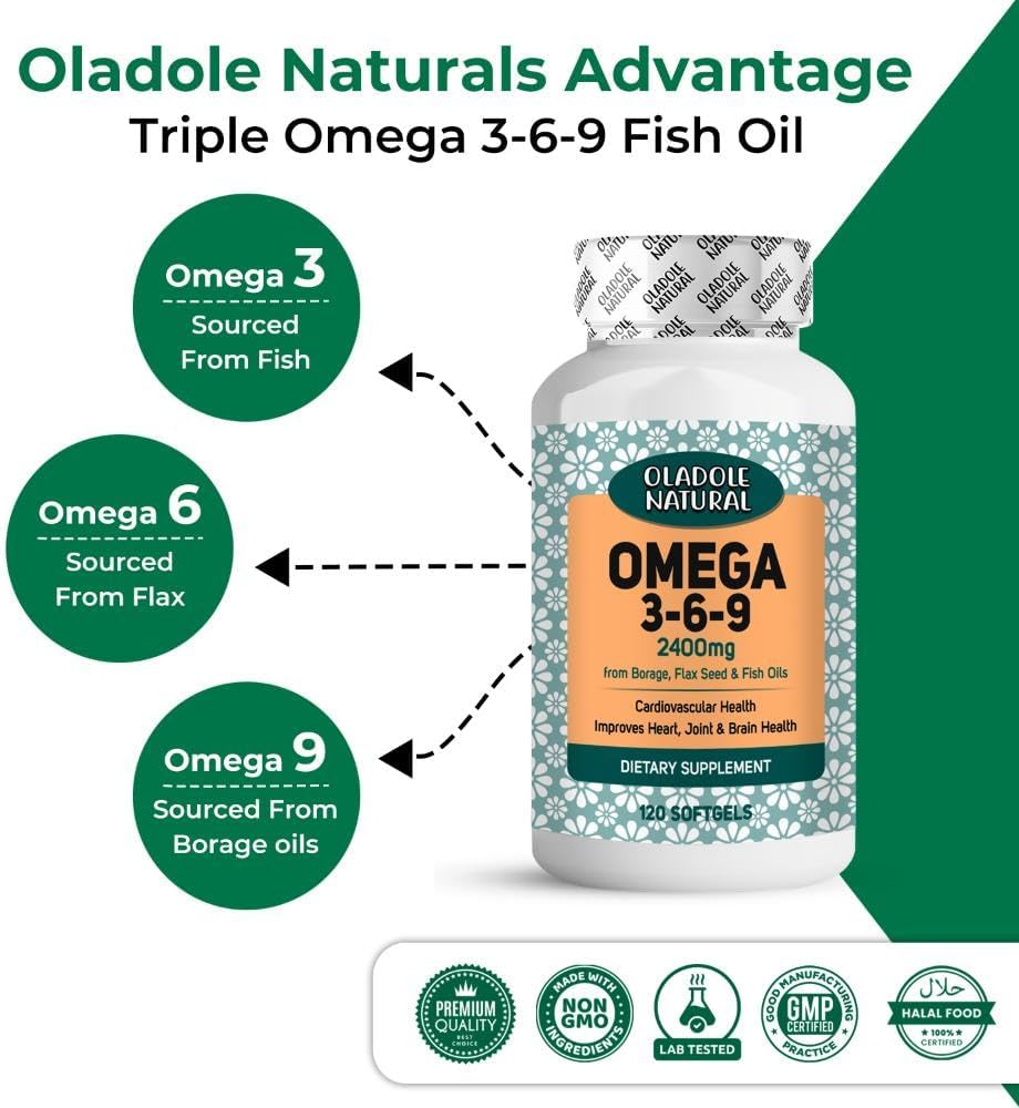 مکمل امگا ۳-۶-۹، Oladole Natural، 120 سافت‌ژل