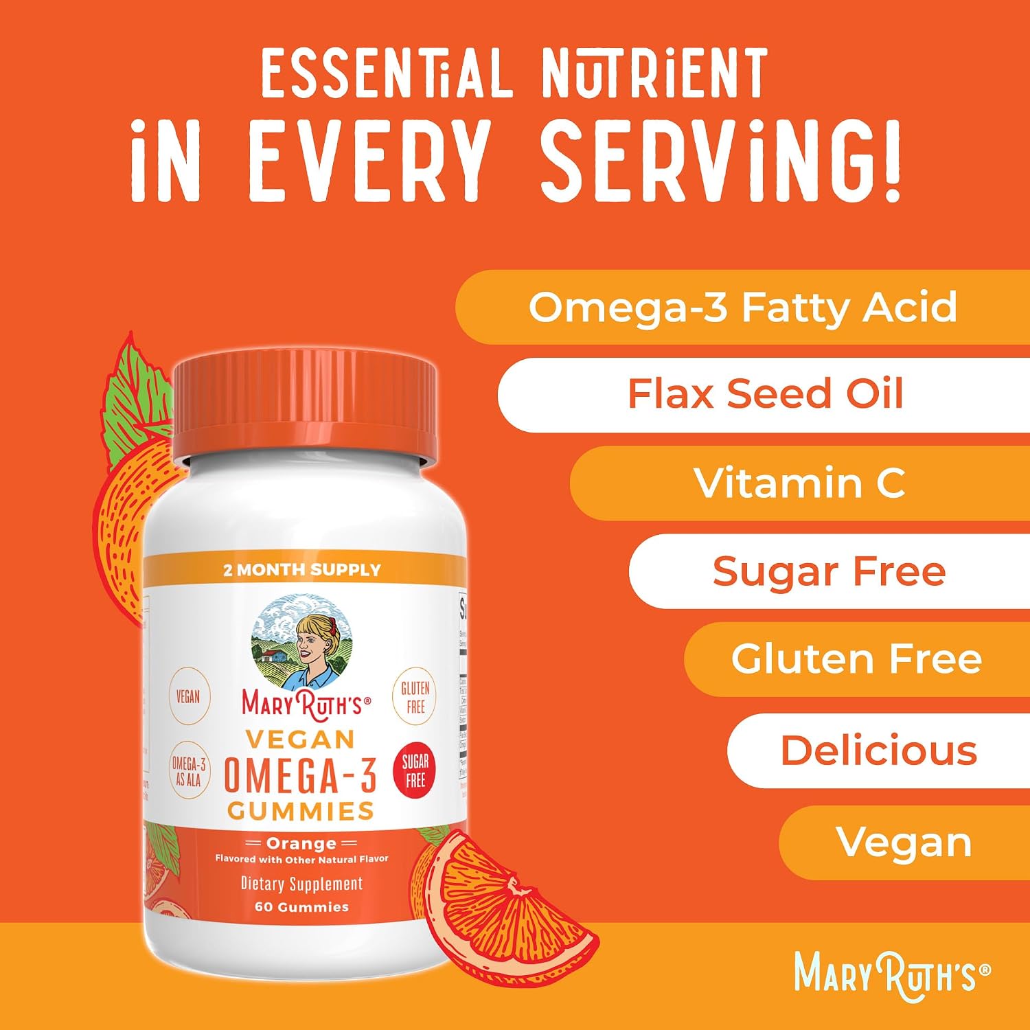 مکمل گیاهی امگا ۳، MaryRuth Organics، 3 پاستیل