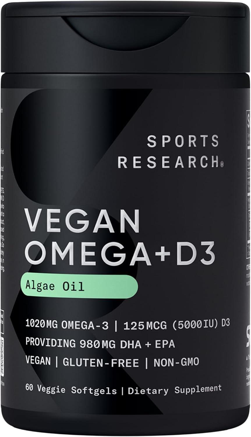 مکمل وگان امگا ۳ روغن جلبک، Sports Research، 3 سافت‌ژل