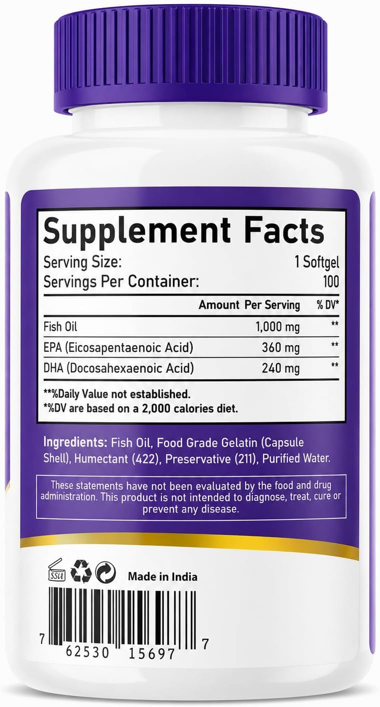 کپسول روغن ماهی امگا ۳، NBL Natural، 1000 میلی‌گرم، EPA 360 میلی‌گرم و DHA 240 میلی‌گرم، 100 سافت‌ژل