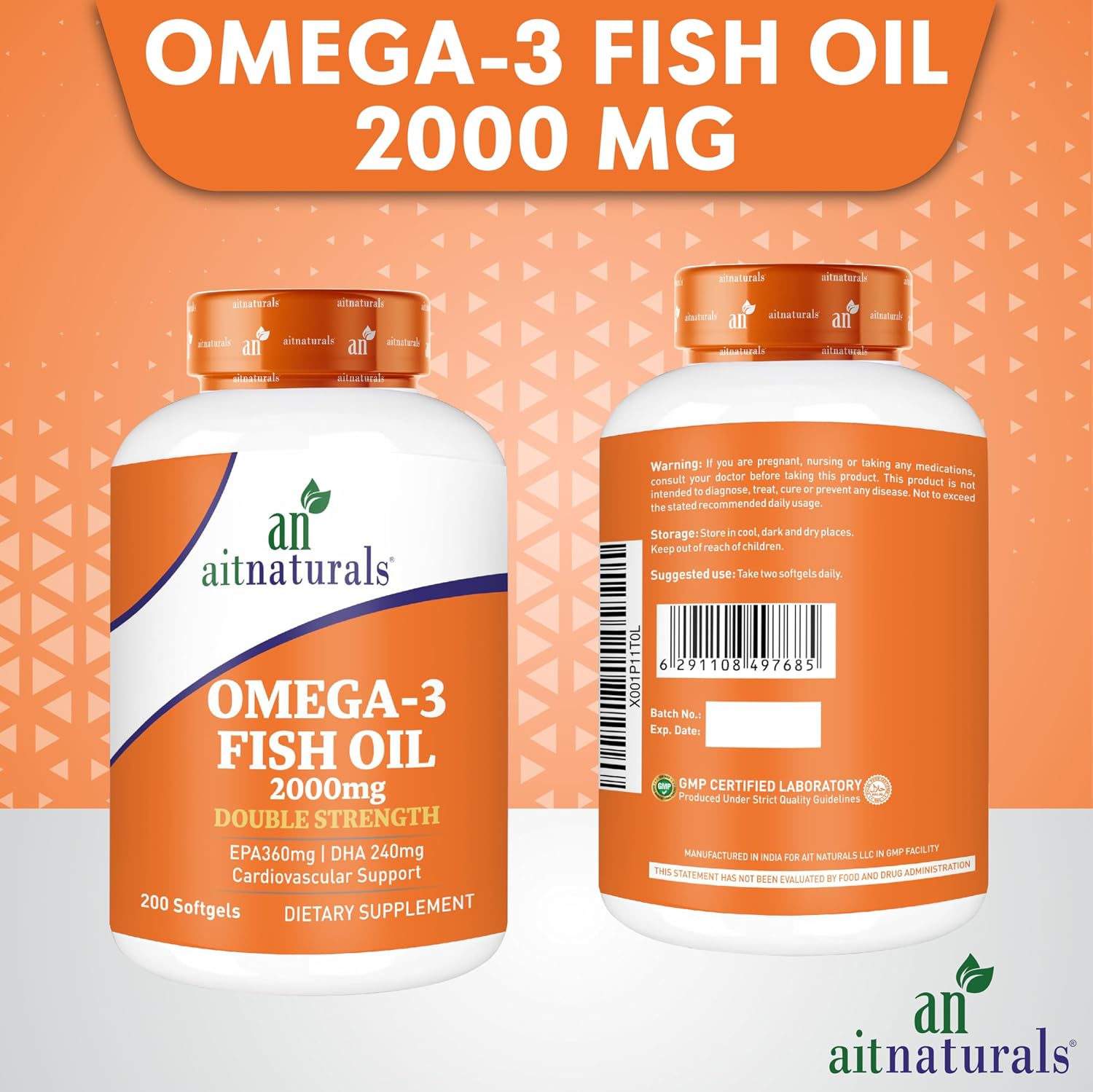کپسول روغن ماهی امگا ۳، aitnaturals، 200 سافت‌ژل