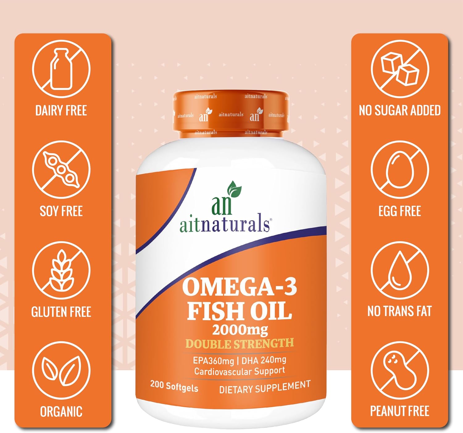 کپسول روغن ماهی امگا ۳، aitnaturals، 200 سافت‌ژل