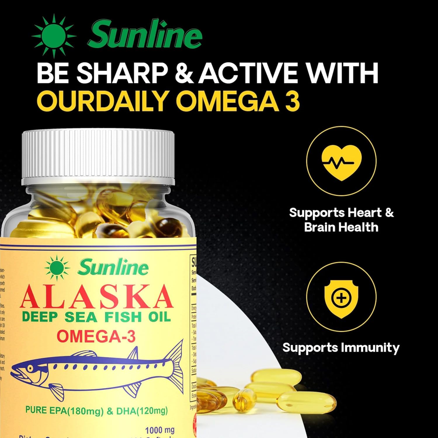 کپسول روغن ماهی امگا ۳، Sunline