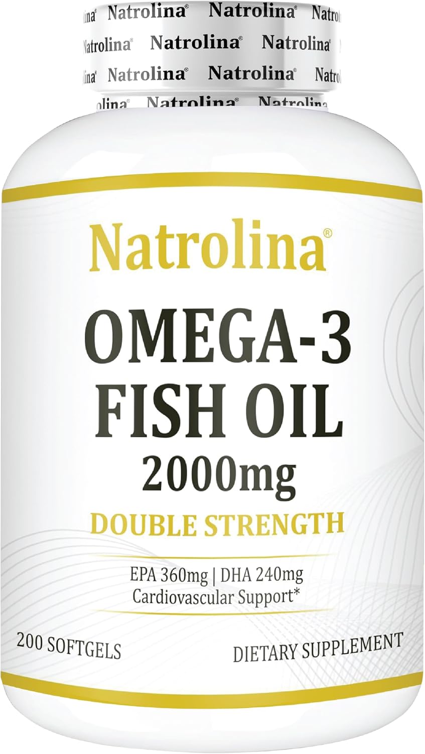 کپسول روغن ماهی امگا ۳، Natrolina، 2000 میلی‌گرم، EPA 360 میلی‌گرم و DHA 240 میلی‌گرم، 200 سافت‌ژل