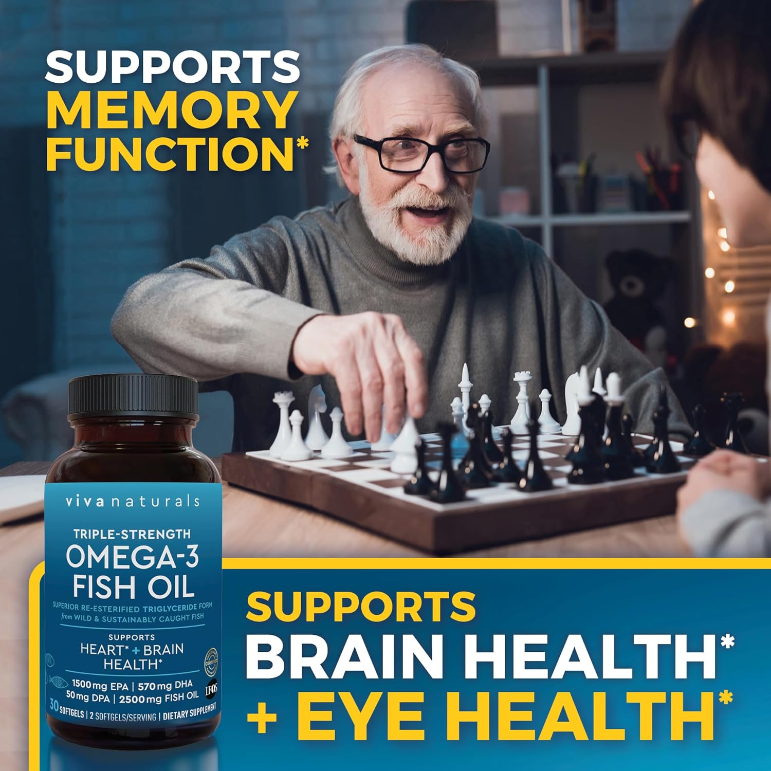 کپسول روغن ماهی امگا ۳، Viva Naturals، 2500 میلی‌گرم