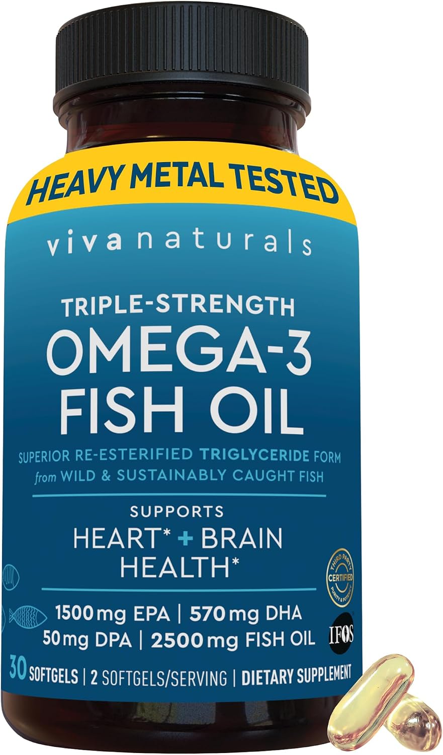 کپسول روغن ماهی امگا ۳، Viva Naturals، 2500 میلی‌گرم
