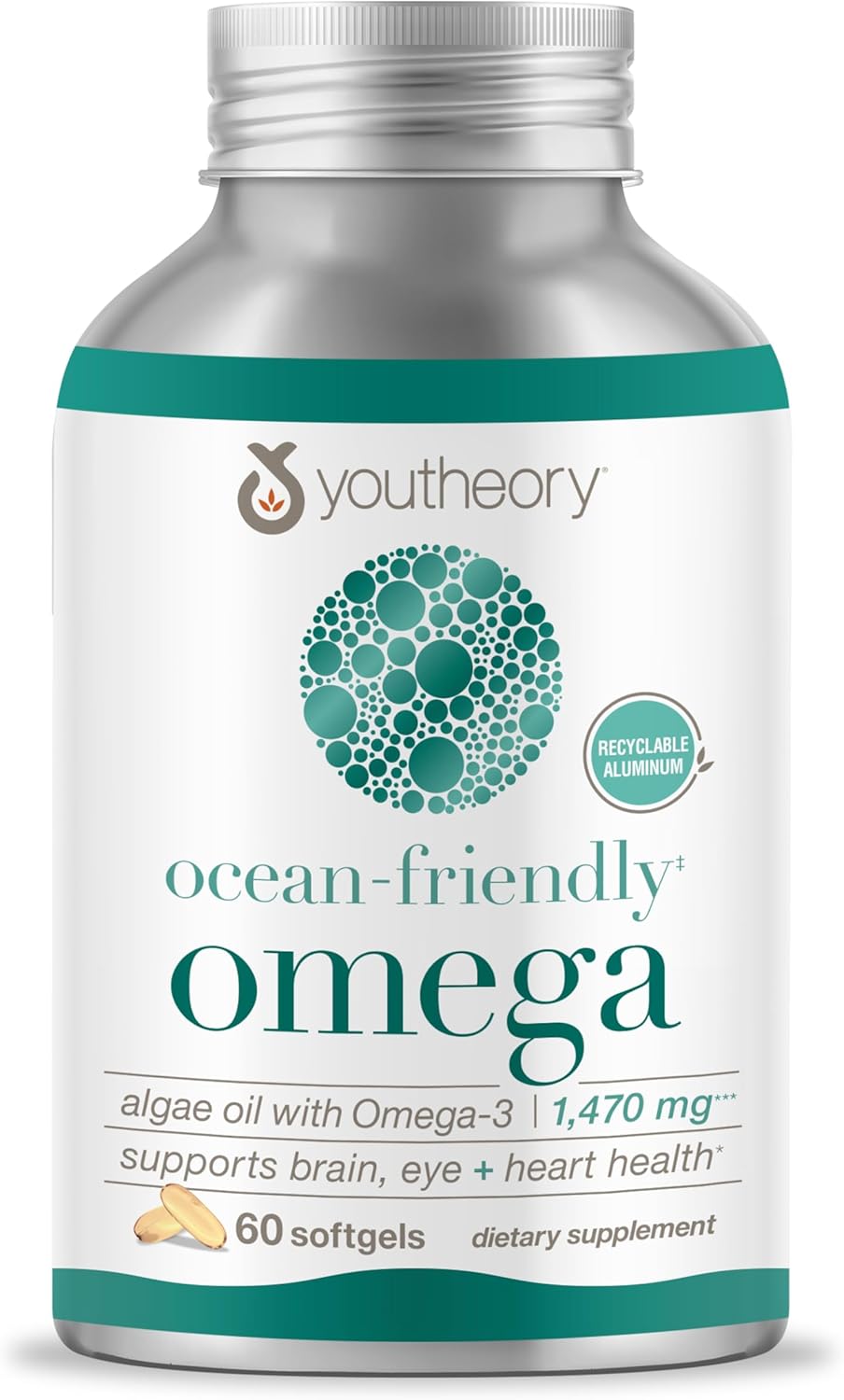 مکمل وگان امگا ۳ روغن جلبک، Youtheory، 60 سافت‌ژل