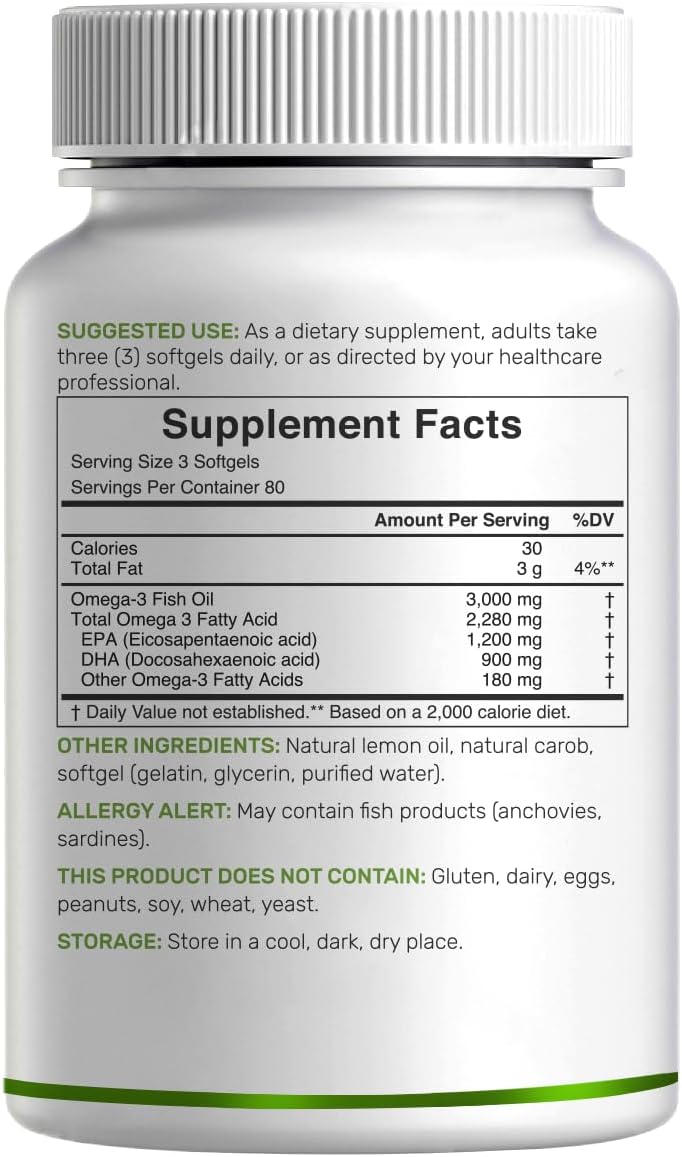 کپسول روغن ماهی امگا ۳، DEAL SUPPLEMENT، EPA 1200 میلی‌گرم و DHA 900 میلی‌گرم، 240 سافت‌ژل، طعم لیمو
