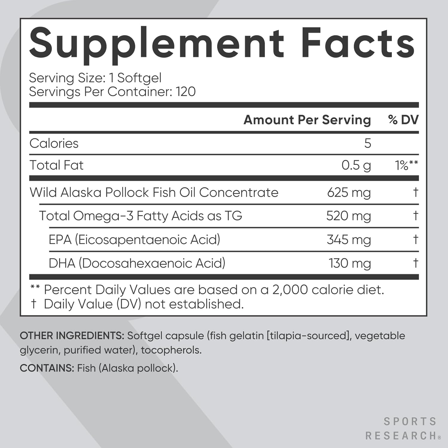 کپسول روغن ماهی امگا ۳، Sports Research، 120 سافت‌ژل