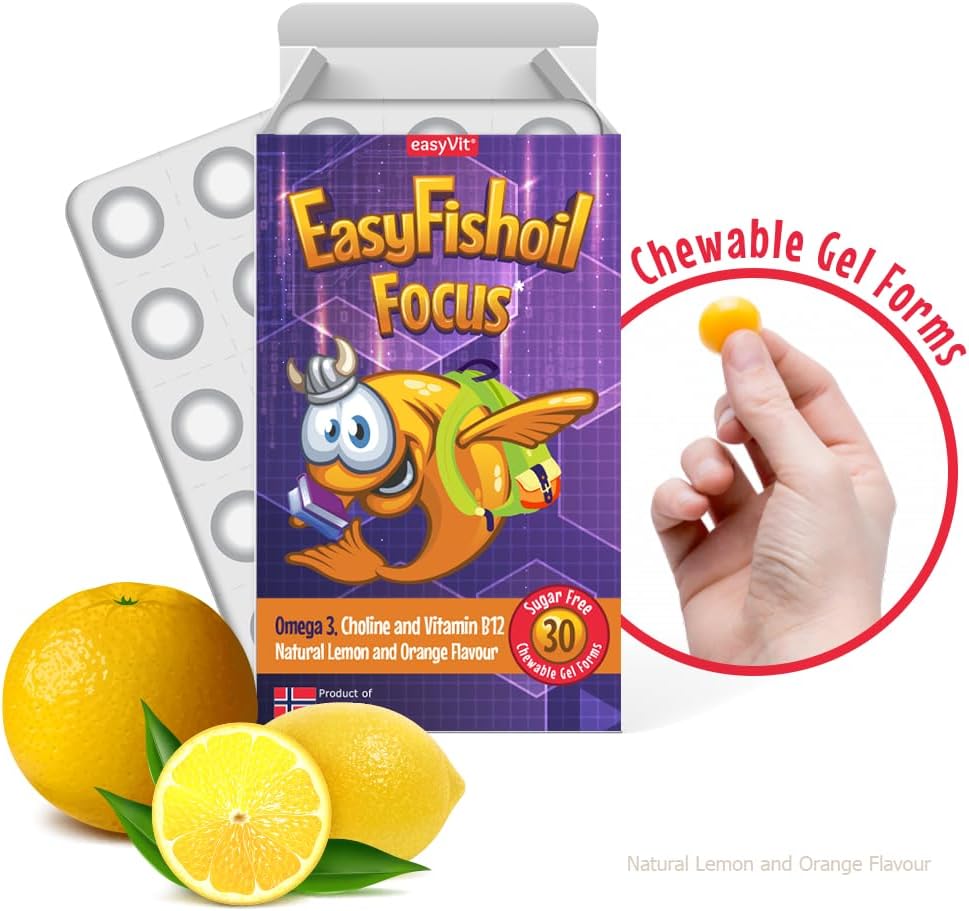 کپسول روغن ماهی امگا ۳، EasyFishoil، مدل EasyFishoil Focus، 30 بسته، طعم پرتقال