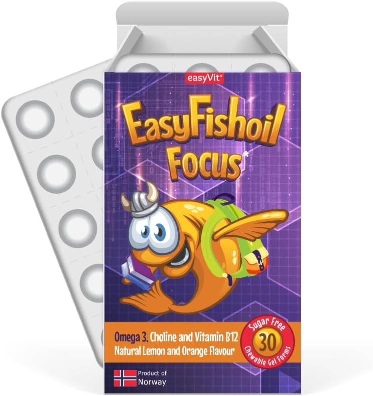کپسول روغن ماهی امگا ۳، EasyFishoil، مدل EasyFishoil Focus، 30 بسته، طعم پرتقال
