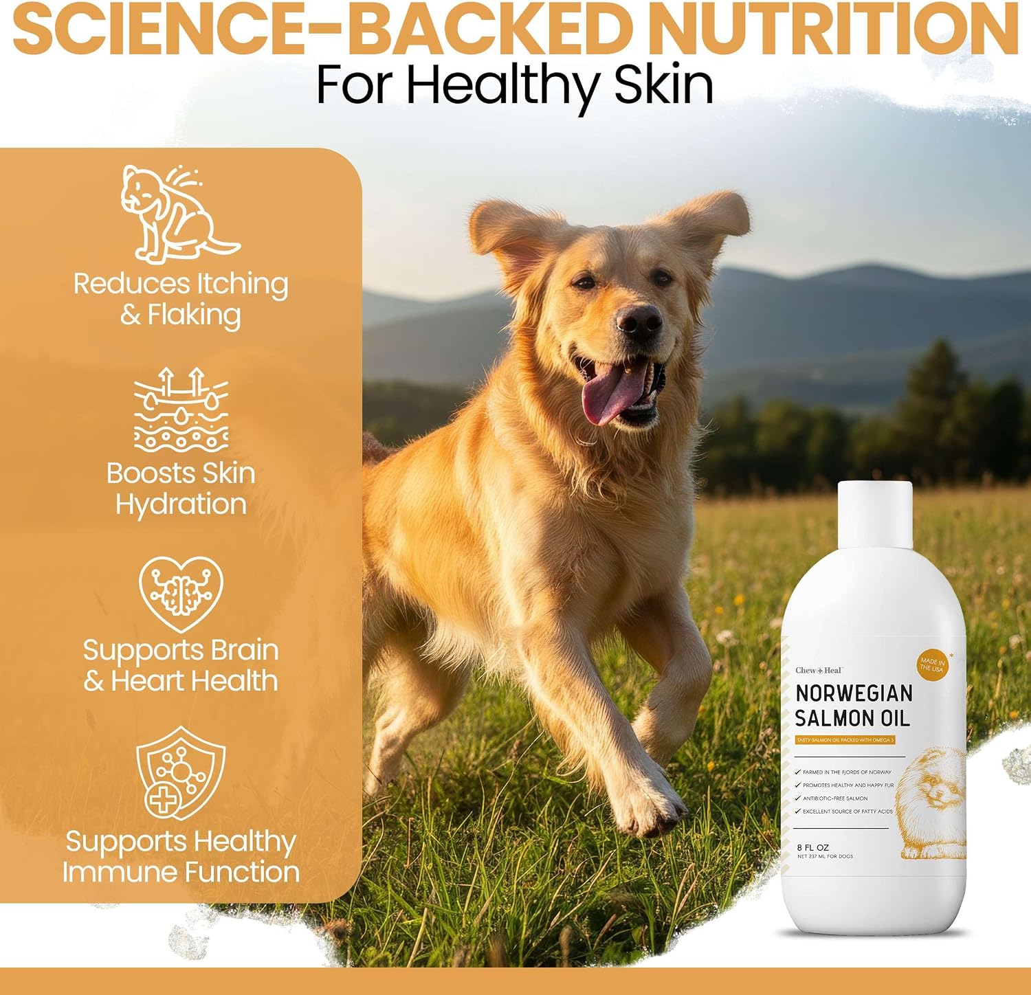 روغن سالمون امگا ۳ برای سگ و گربه، Chew + Heal Labs، 8 اونس