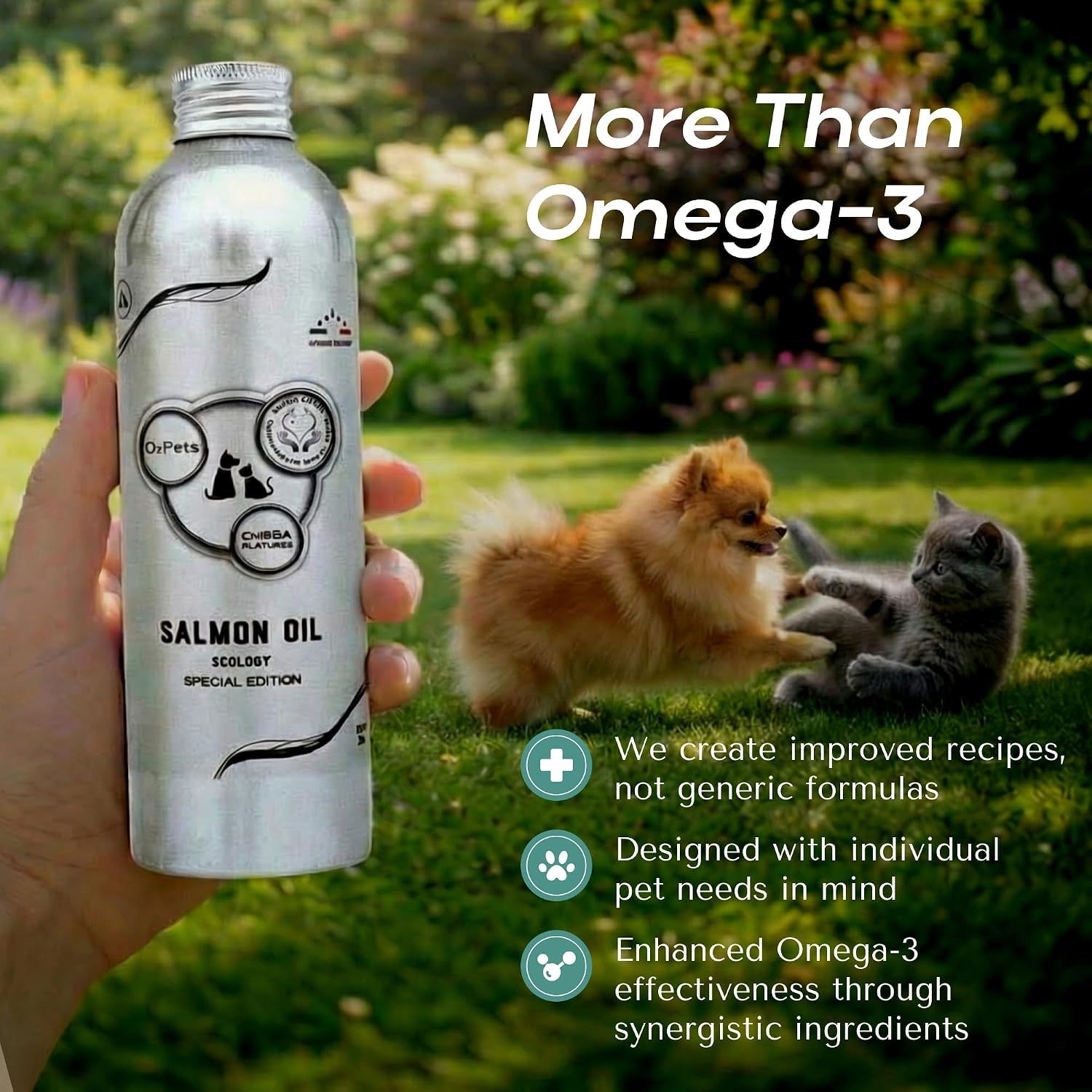 روغن سالمون امگا ۳ برای سگ و گربه، O2Pets، مدل Omega PLATINUM، 50 میلی‌لیتر