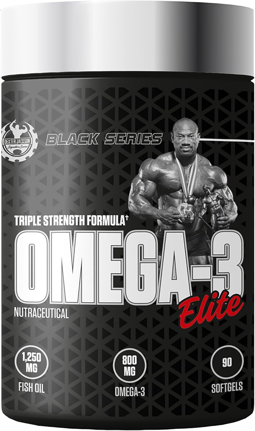 کپسول روغن ماهی امگا ۳، DEXTER JACKSON، مدل Black Signature Series Omega-3 Elite، 90 سافت‌ژل