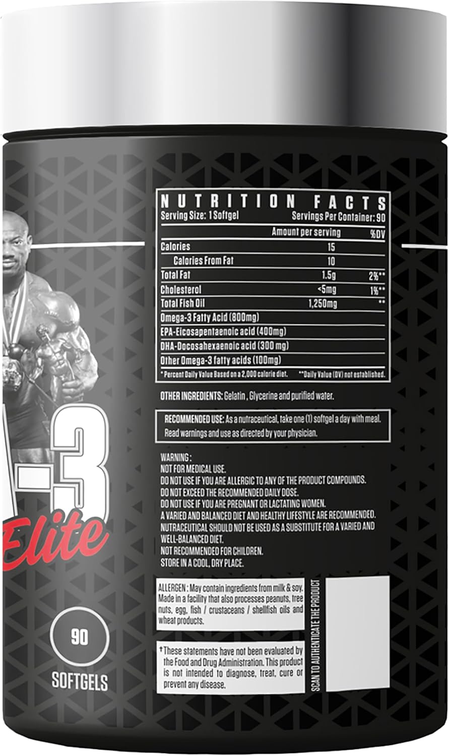 کپسول روغن ماهی امگا ۳، DEXTER JACKSON، مدل Black Signature Series Omega-3 Elite، 90 سافت‌ژل
