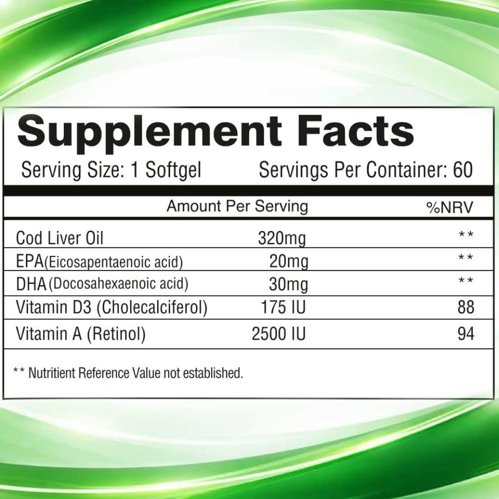 کپسول روغن کبد ماهی امگا ۳، Nutritionl، 320 میلی‌گرم، 60 سافت‌ژل