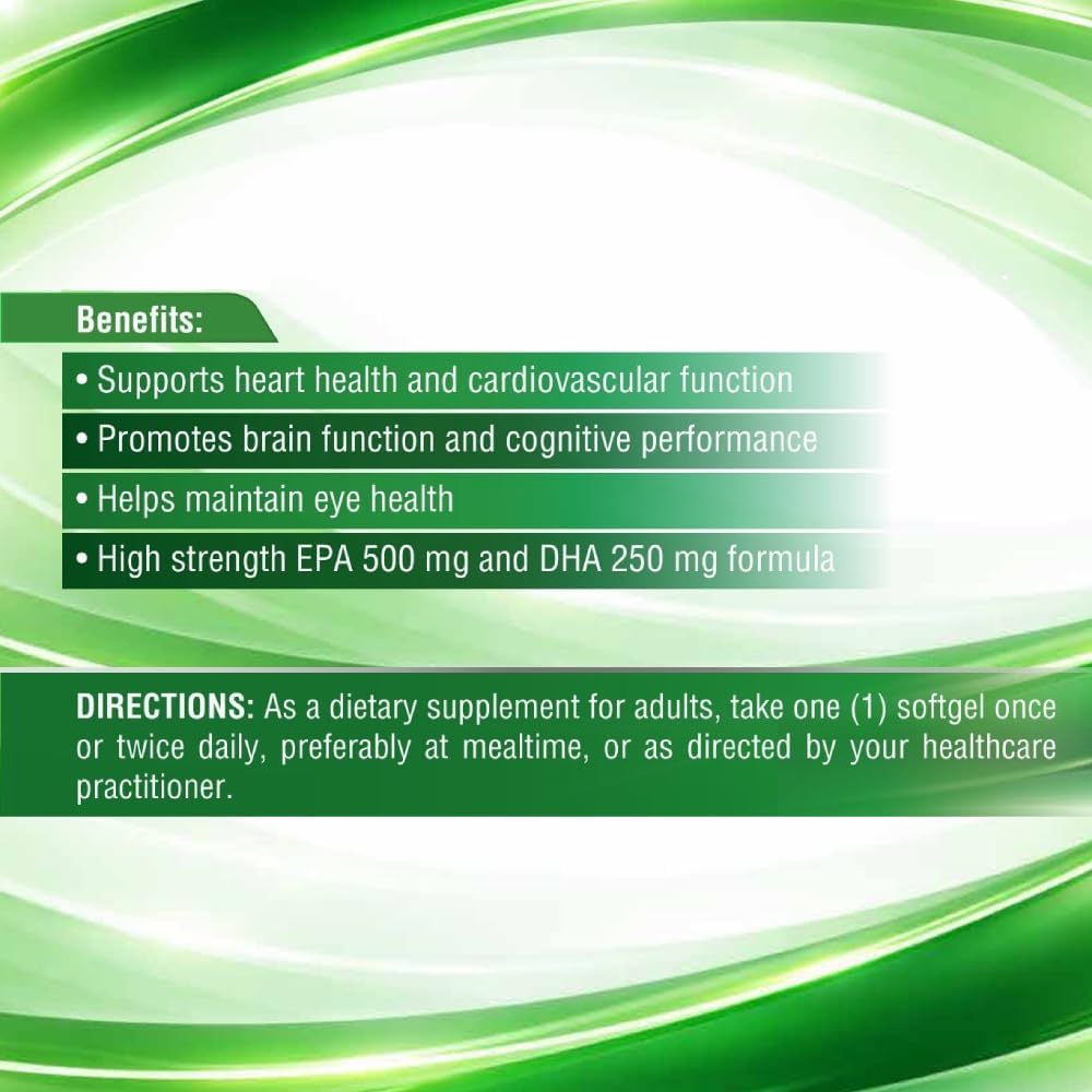 کپسول روغن ماهی امگا ۳، Nutritionl، 1000 میلی‌گرم، EPA 500 میلی‌گرم و DHA 250 میلی‌گرم، 60 سافت‌ژل