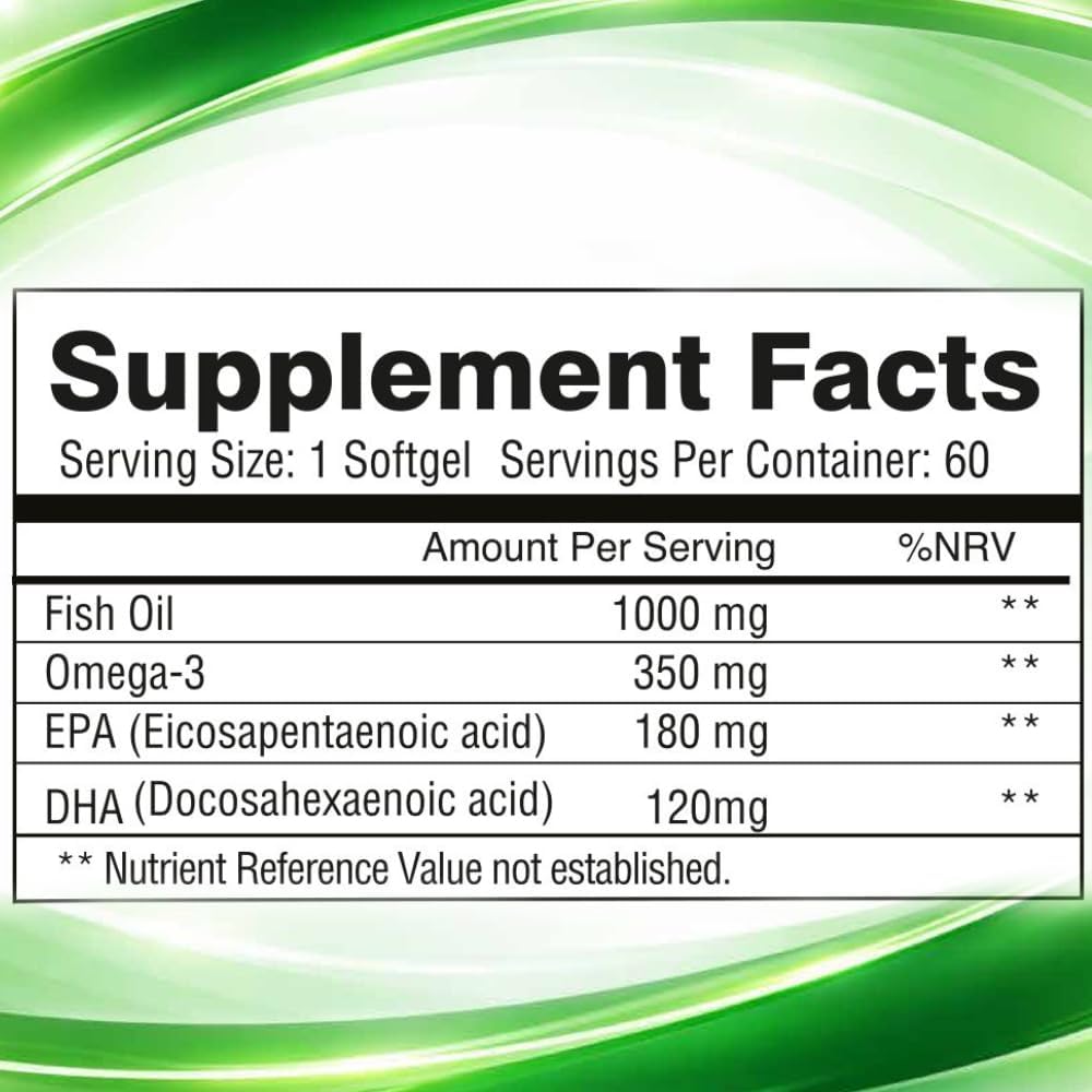 کپسول روغن ماهی امگا ۳، Nutritionl، 1000 میلی‌گرم، EPA 180 میلی‌گرم و DHA 120 میلی‌گرم، 60 سافت‌ژل