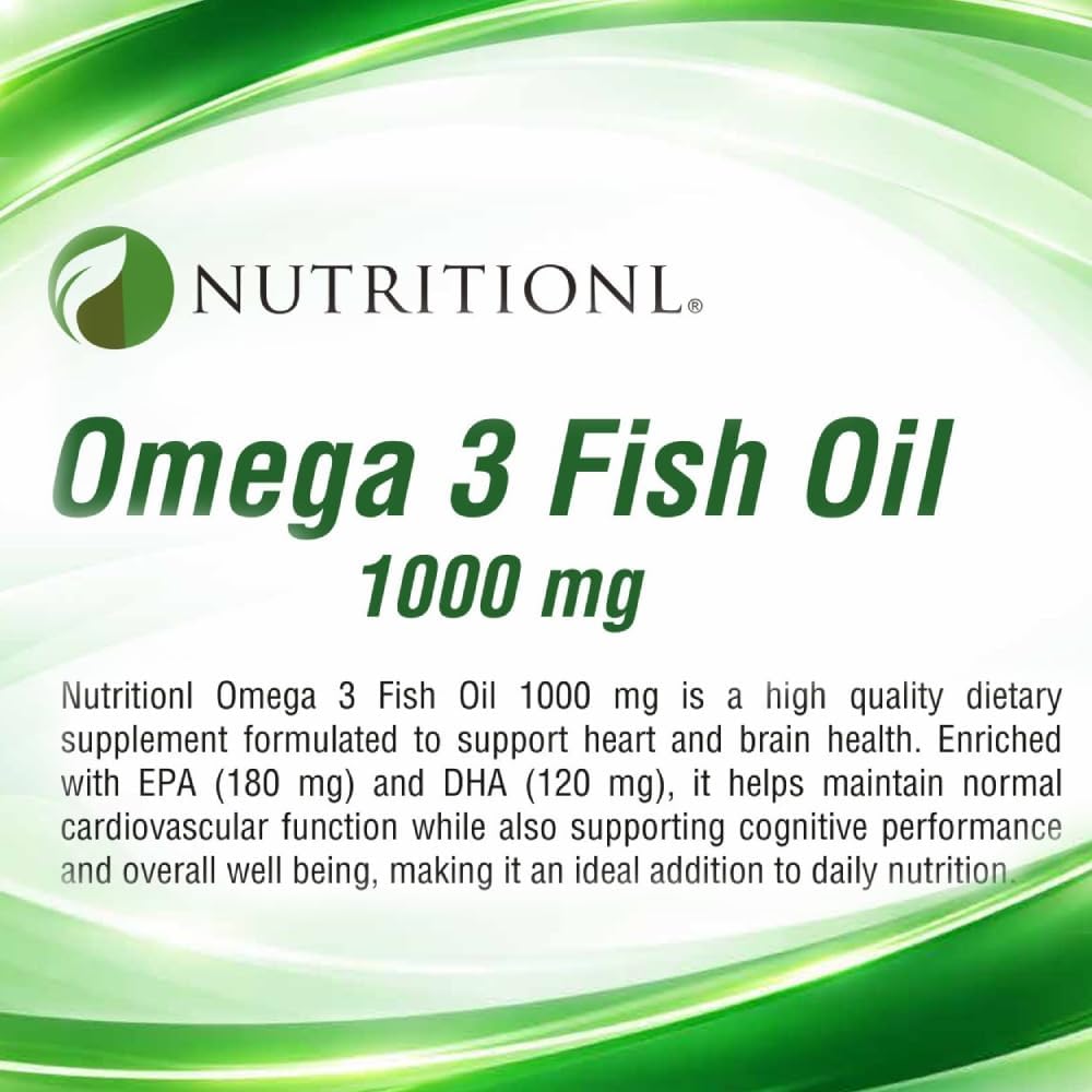 کپسول روغن ماهی امگا ۳، Nutritionl، 1000 میلی‌گرم، EPA 180 میلی‌گرم و DHA 120 میلی‌گرم، 60 سافت‌ژل