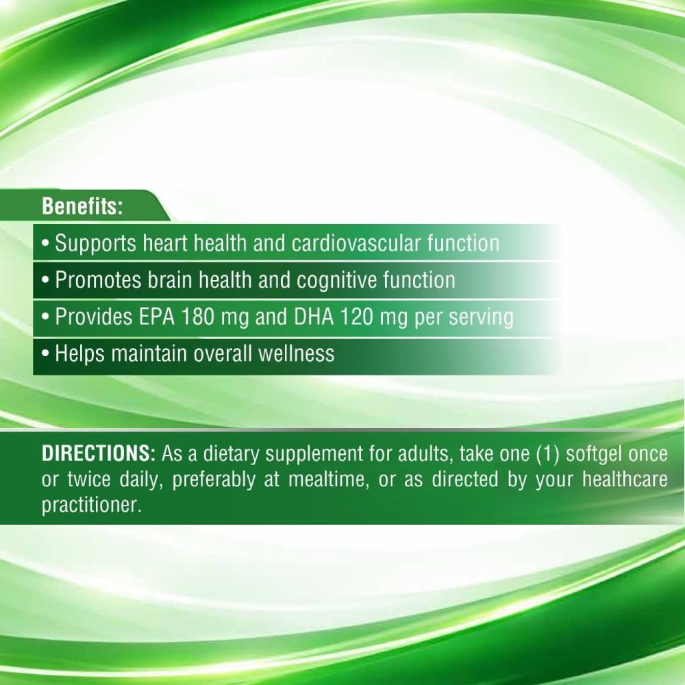 کپسول روغن ماهی امگا ۳، Nutritionl، 1000 میلی‌گرم، EPA 180 میلی‌گرم و DHA 120 میلی‌گرم، 60 سافت‌ژل